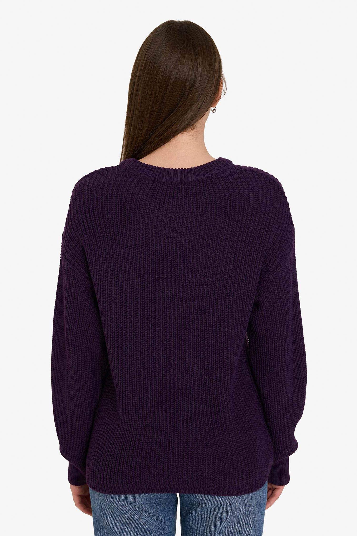 Regular Fit Bisiklet Yaka Selanik Kumaş Basic Düz Triko Kazak