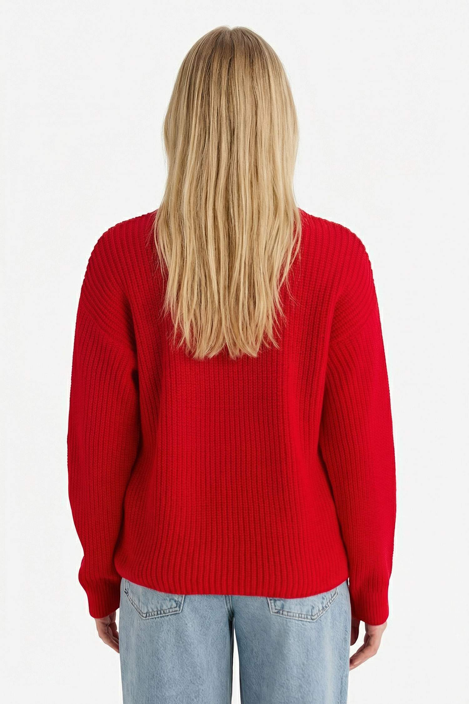 	Regular Fit Bisiklet Yaka Selanik Kumaş Basic Düz Triko Kazak