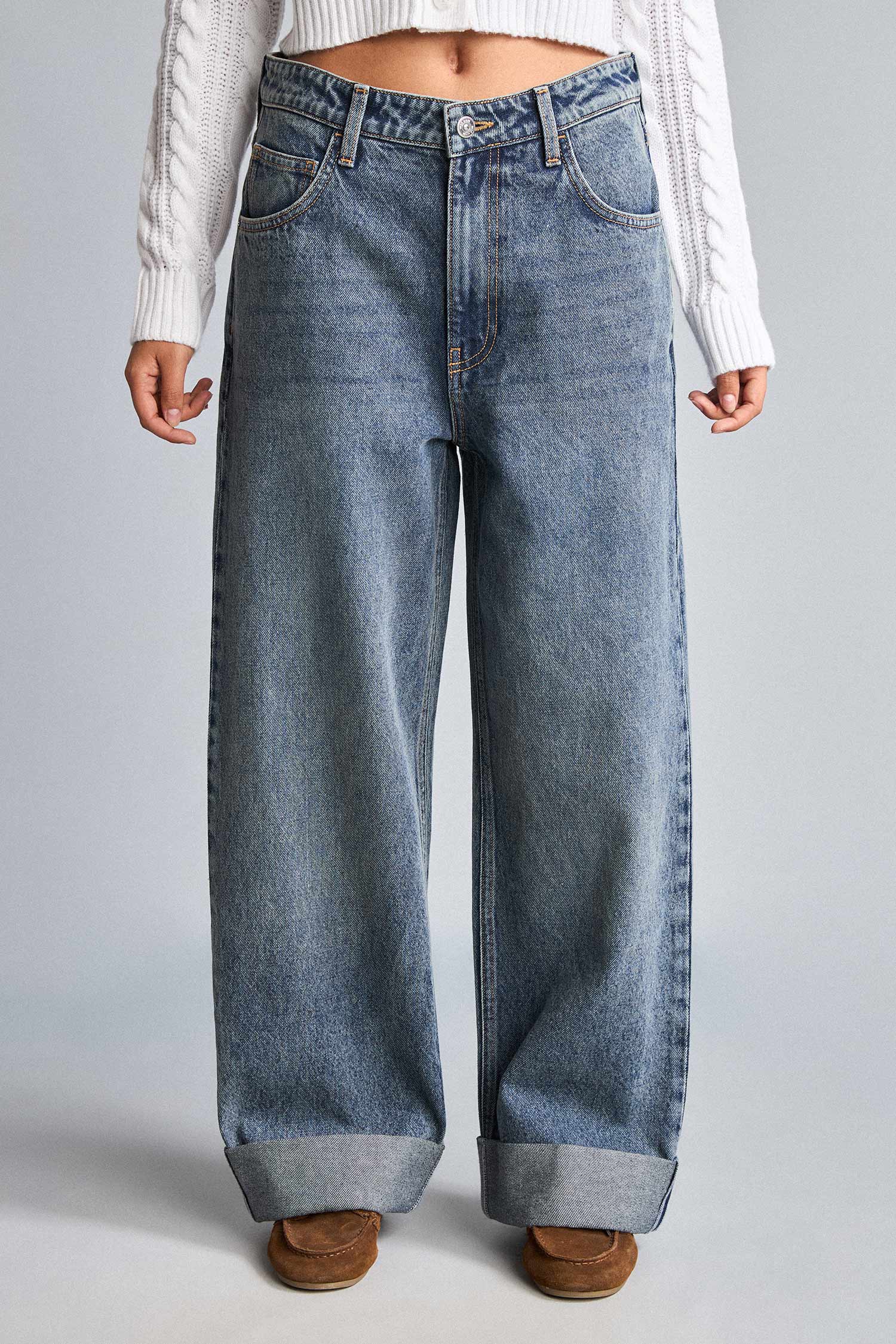 DeFacto %100 Pamuk Baggy Fıt Katlamalı Paça Pantolon görsel 3
