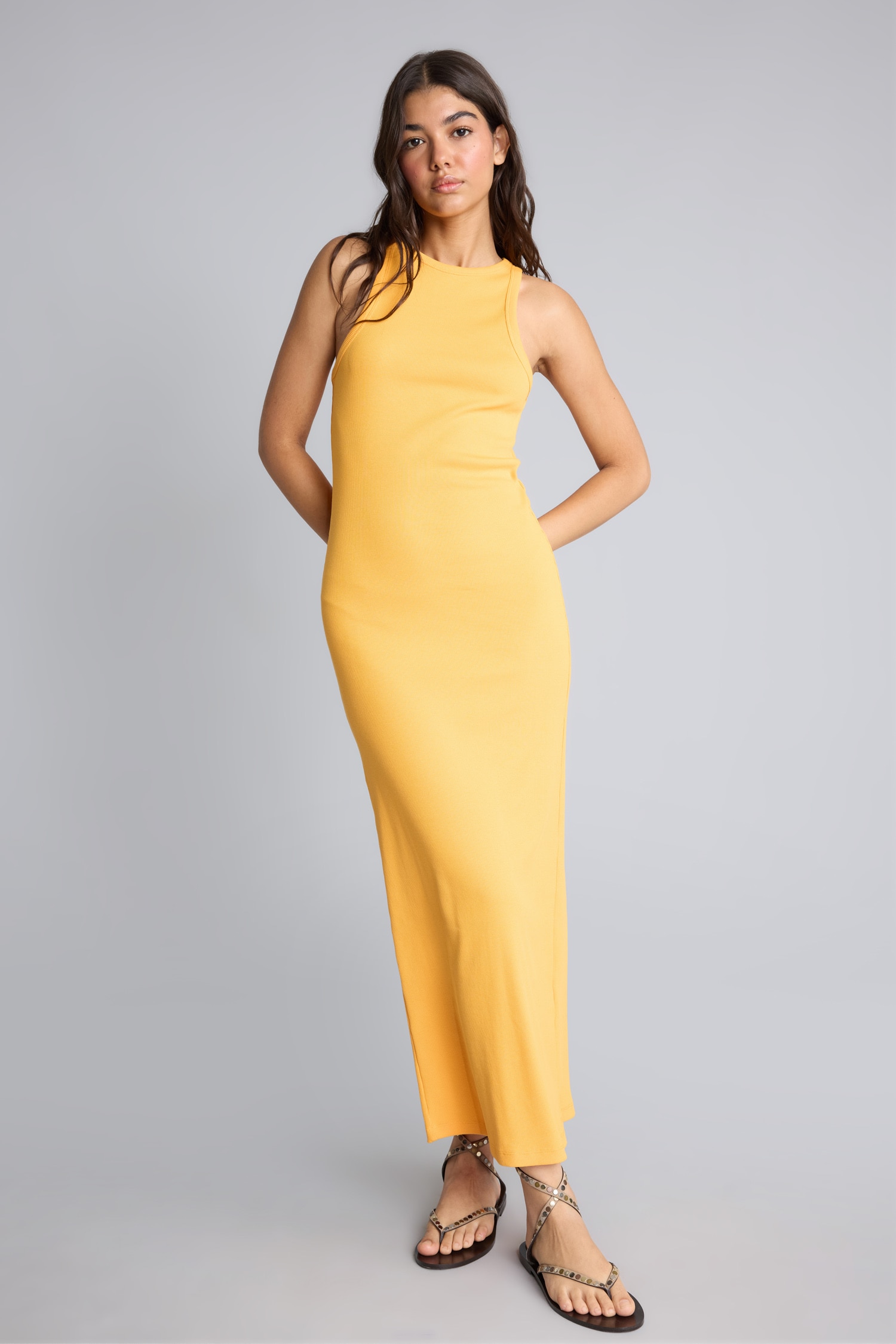 DeFacto Halter Bodycon Kolsuz Ribana Maxi Elbise görsel 2