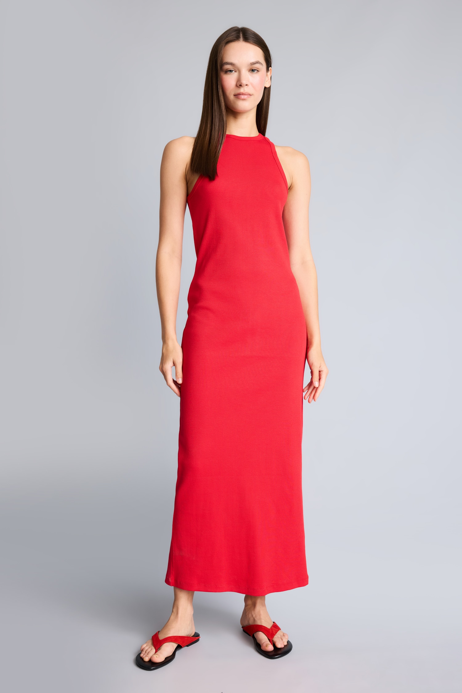 DeFacto Halter Bodycon Kolsuz Ribana Midi Elbise görsel 2