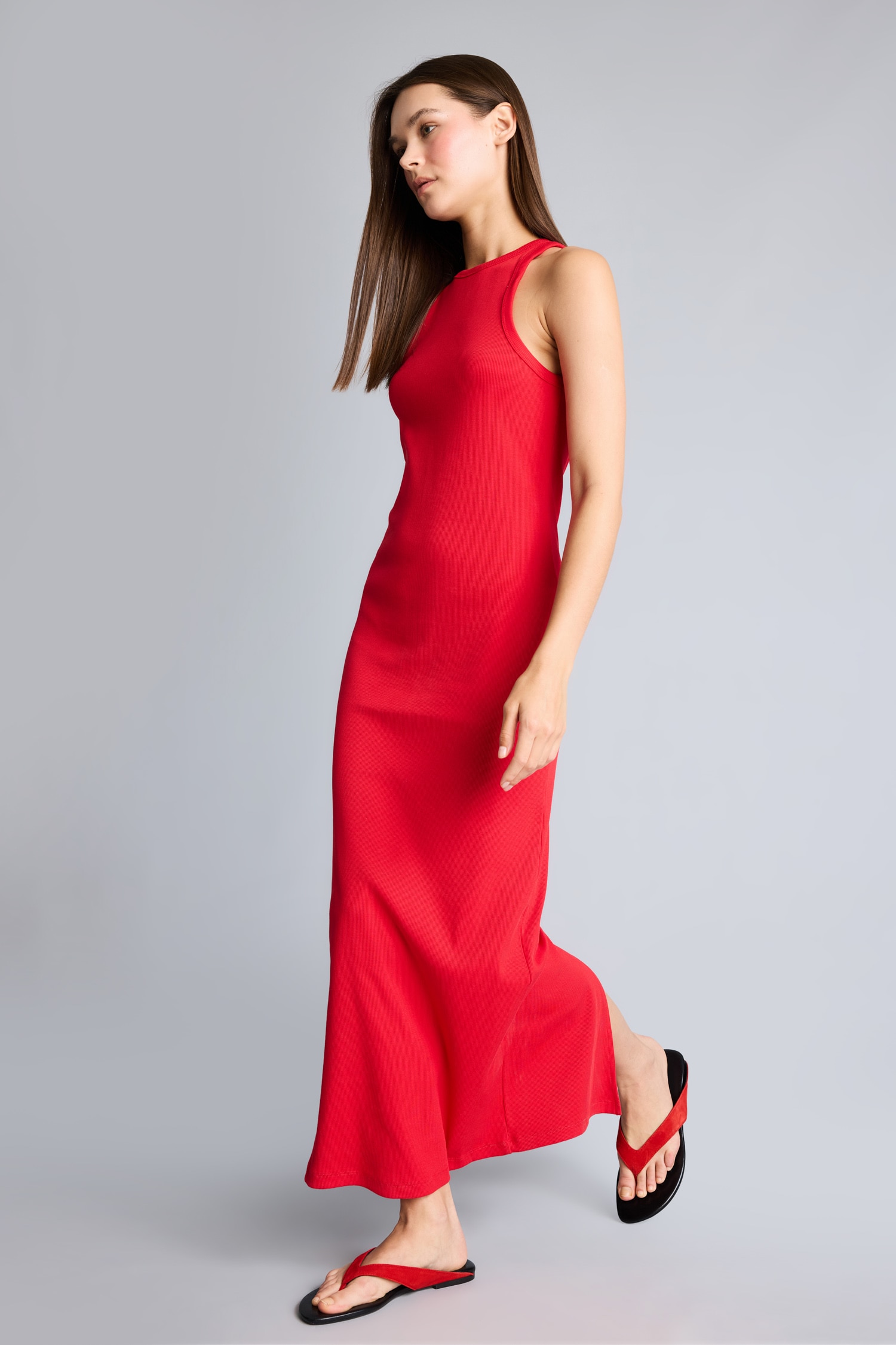 DeFacto Halter Bodycon Kolsuz Ribana Midi Elbise görsel 3