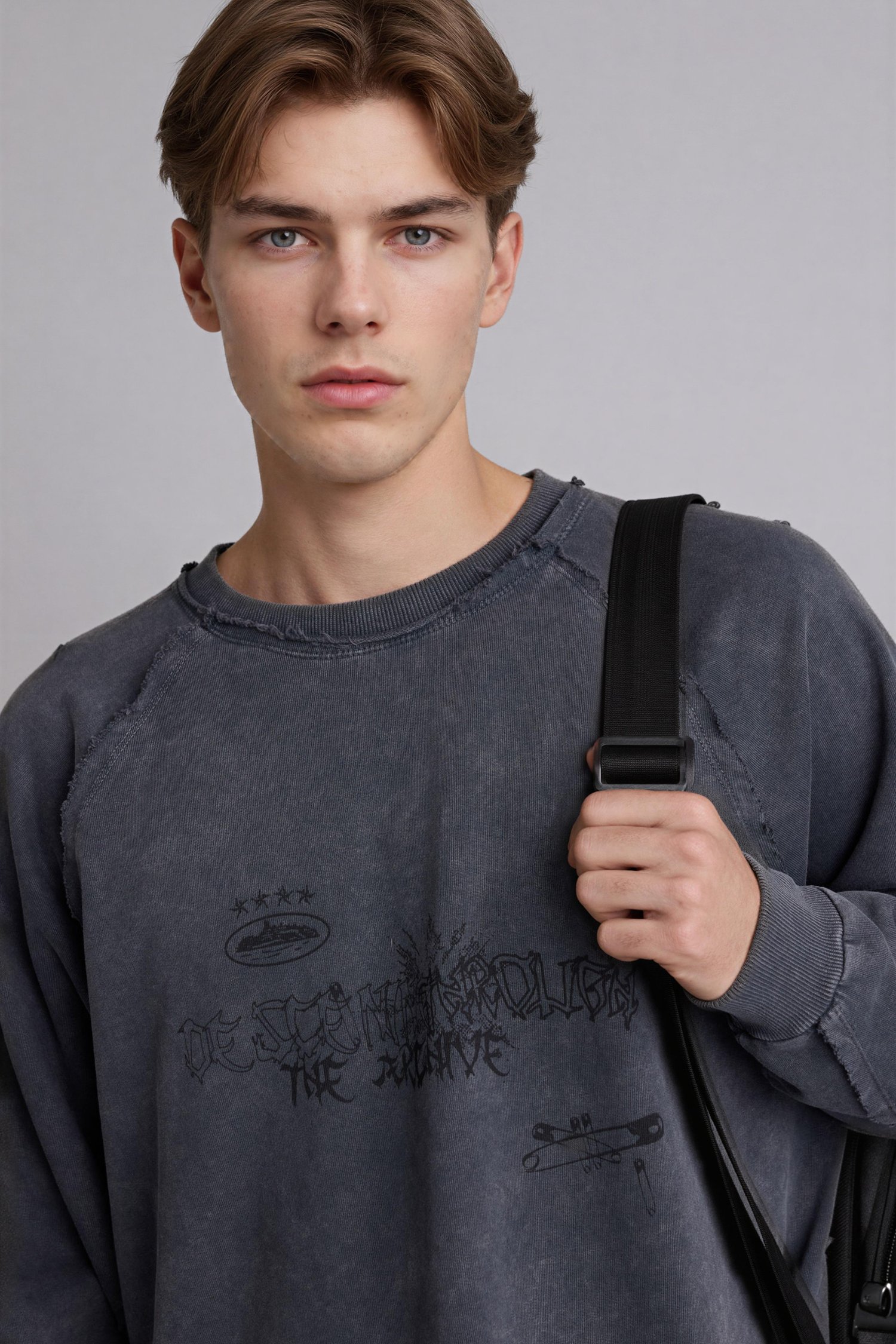 DeFacto %100 Pamuk Boxy Fıt Bisiklet Yaka Sweatshirt görsel 3