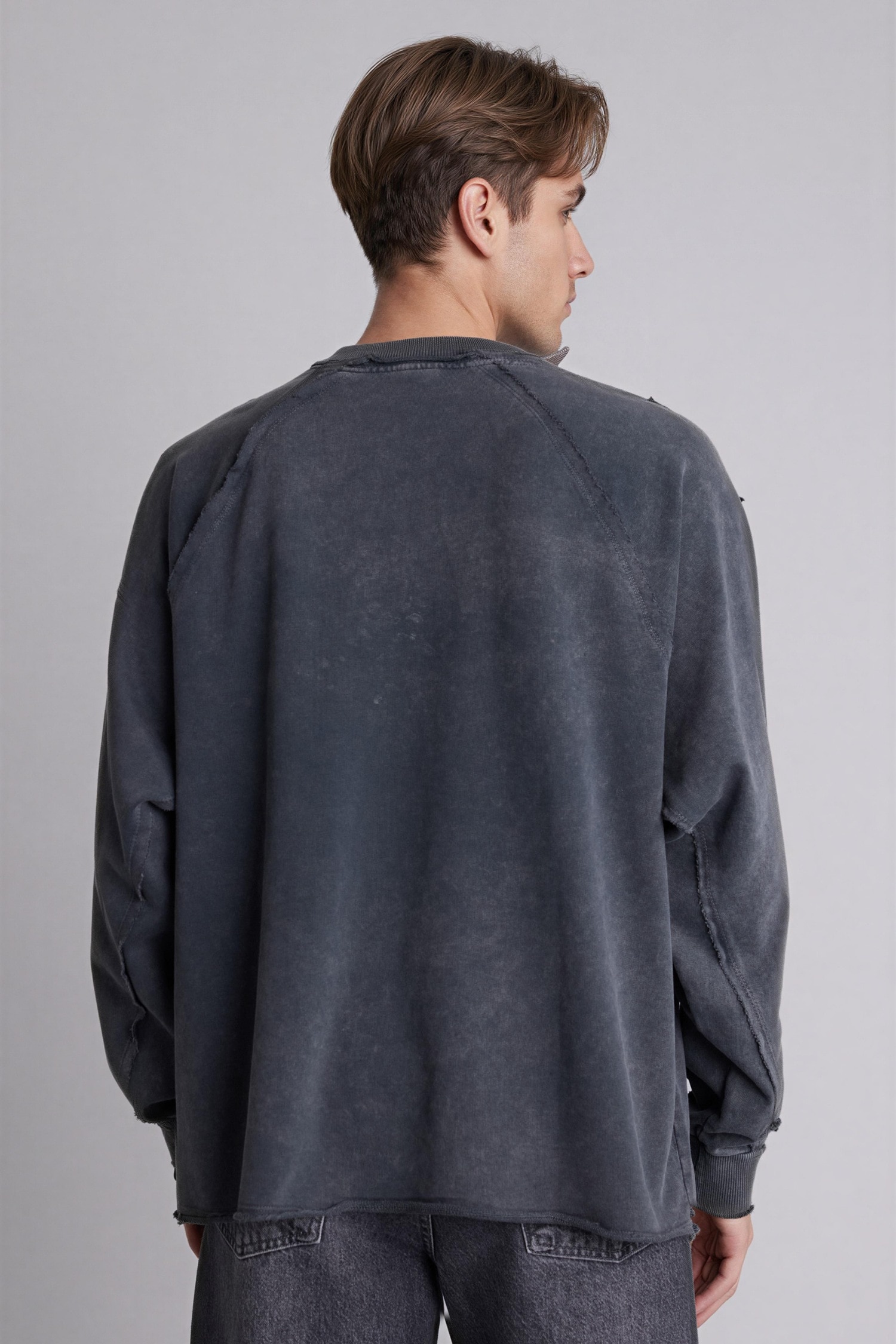 DeFacto %100 Pamuk Boxy Fıt Bisiklet Yaka Sweatshirt görsel 5