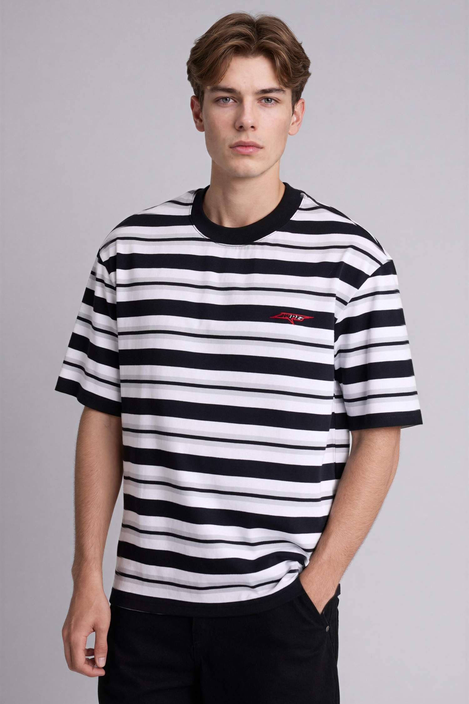 トップス Name. CHECK CUT-OFF BOX SHORT SHIRT Black MAN Boxy Fit Short Sleeve T-Shirt 3536064 | DeFacto