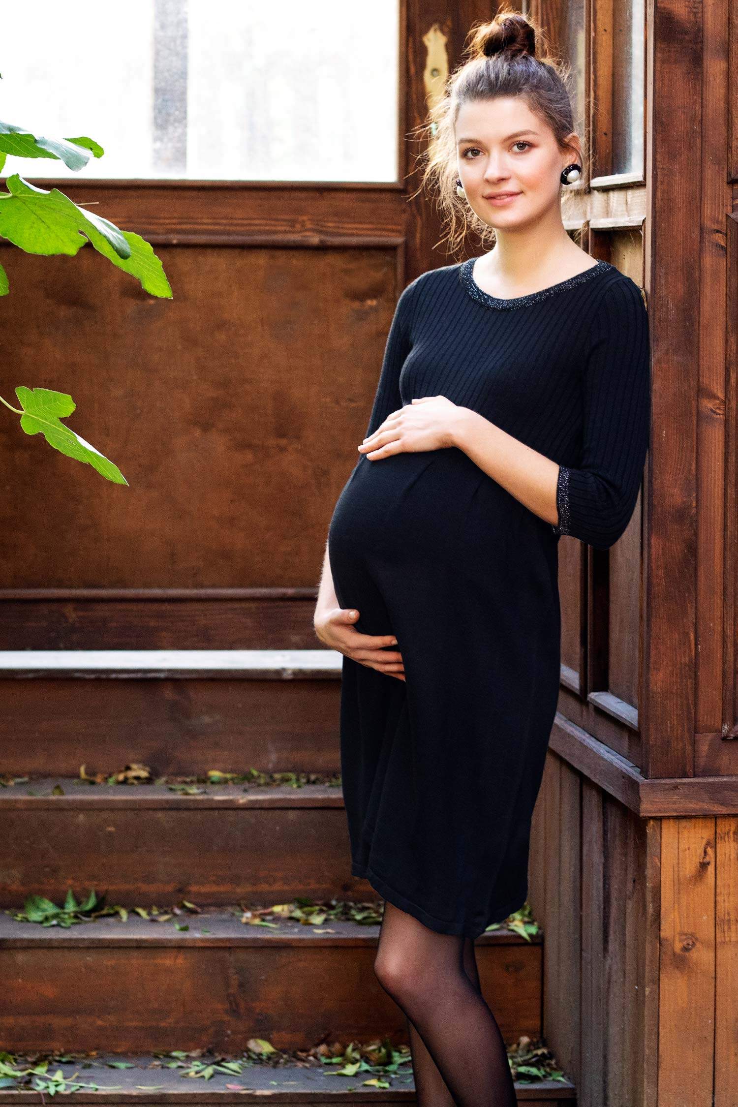 Defacto Yaka ve Kol Ucu Sim Detaylı Relax Fit Hamile Elbise. 1