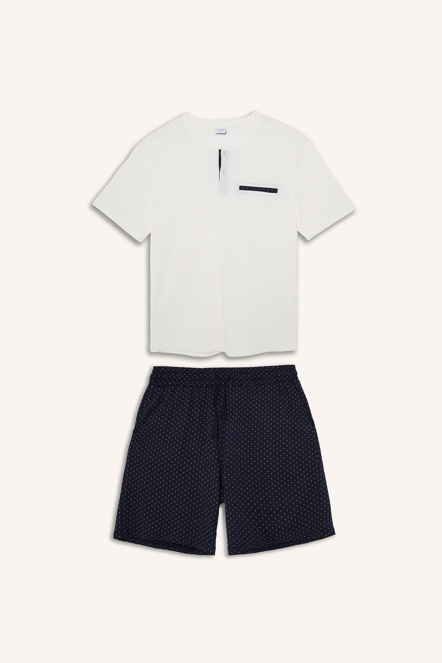 DeFacto %100 Pamuk New Regular Fit Şort Tişört 2'li Pijama Takımı görsel 8