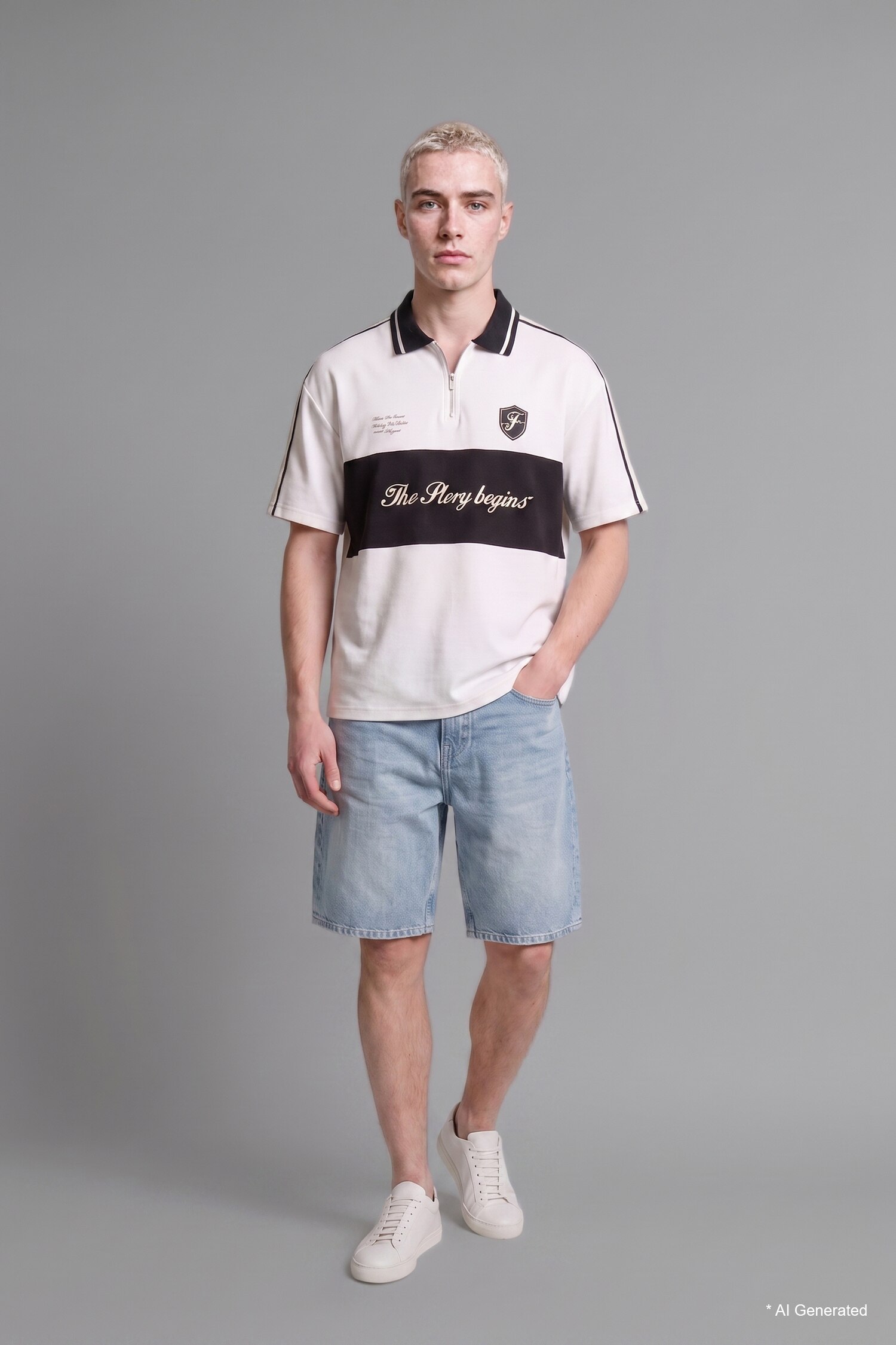DeFacto Boxy Fit Baskılı Polo Tişört görsel 2