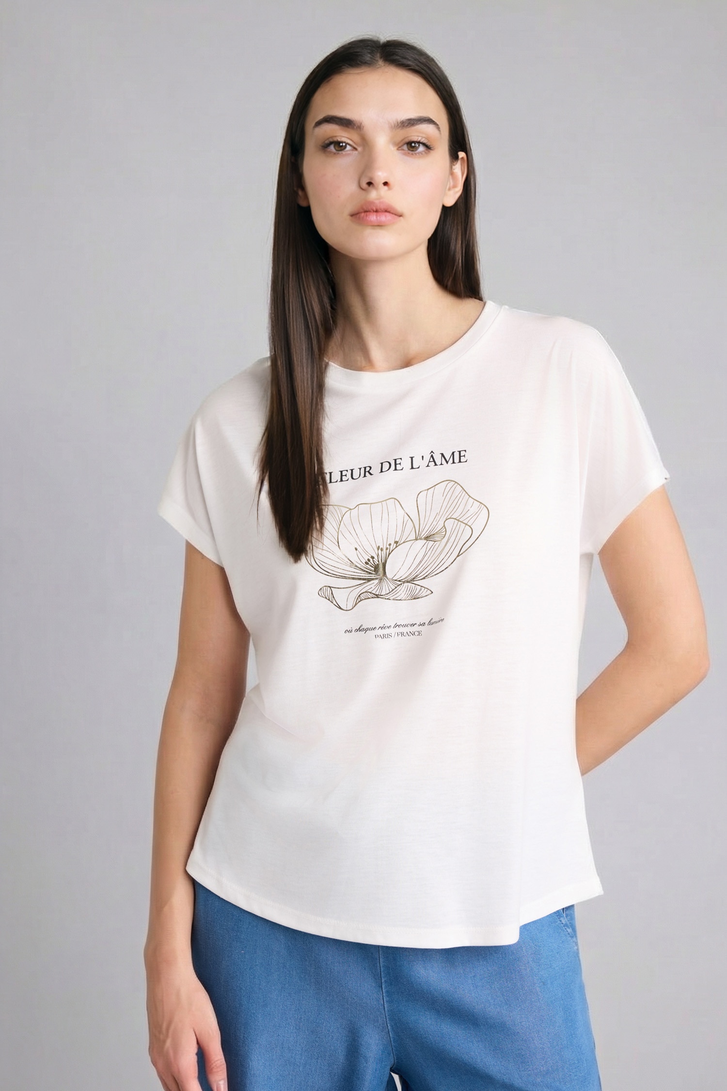 DeFacto Regular Fit Kısa kollu Çiçek Desenli Tişört görsel 3