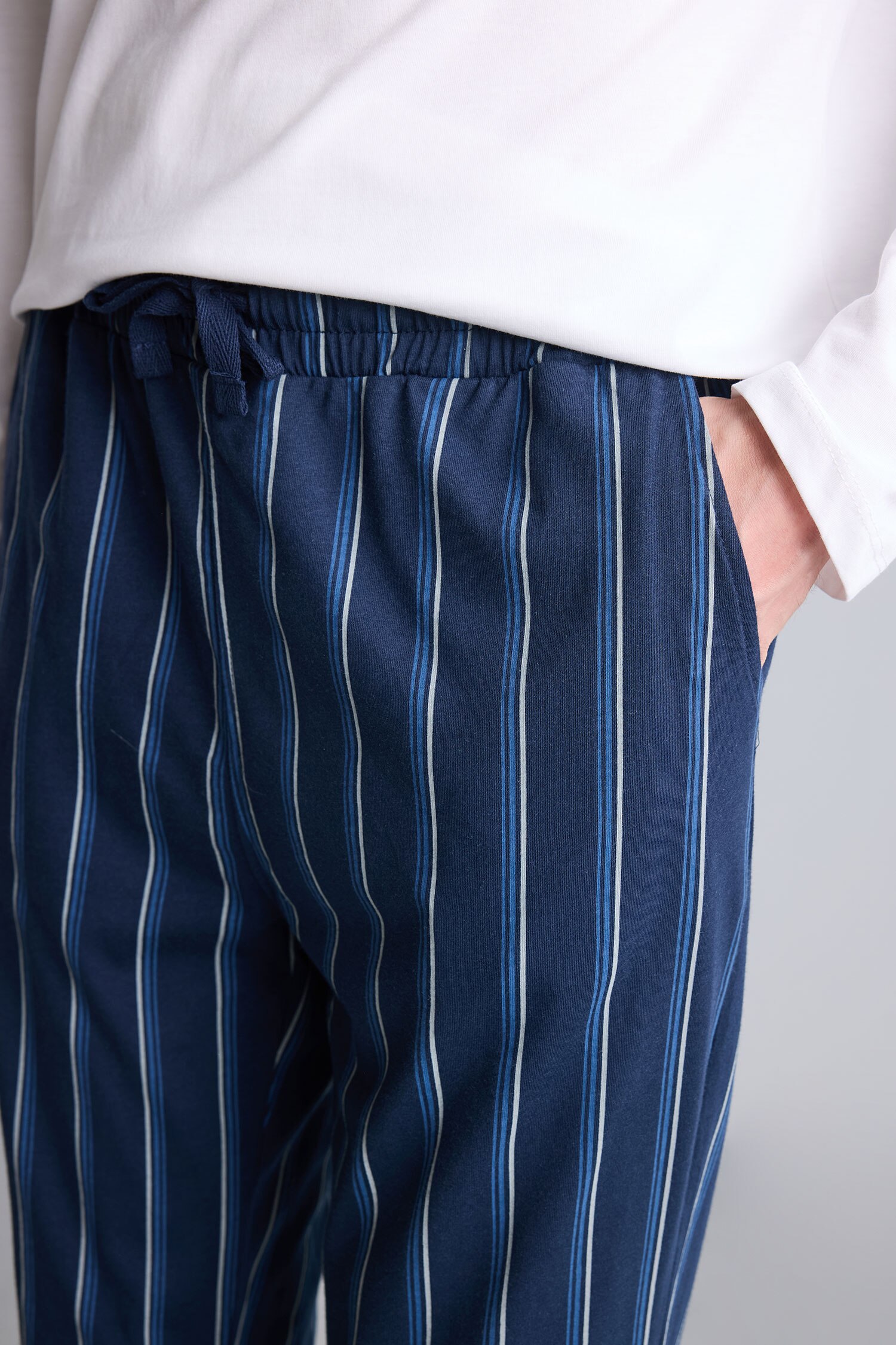 DeFacto %100 Pamuk Regular Fit Çizgili 2'li Pijama Takımı görsel 6