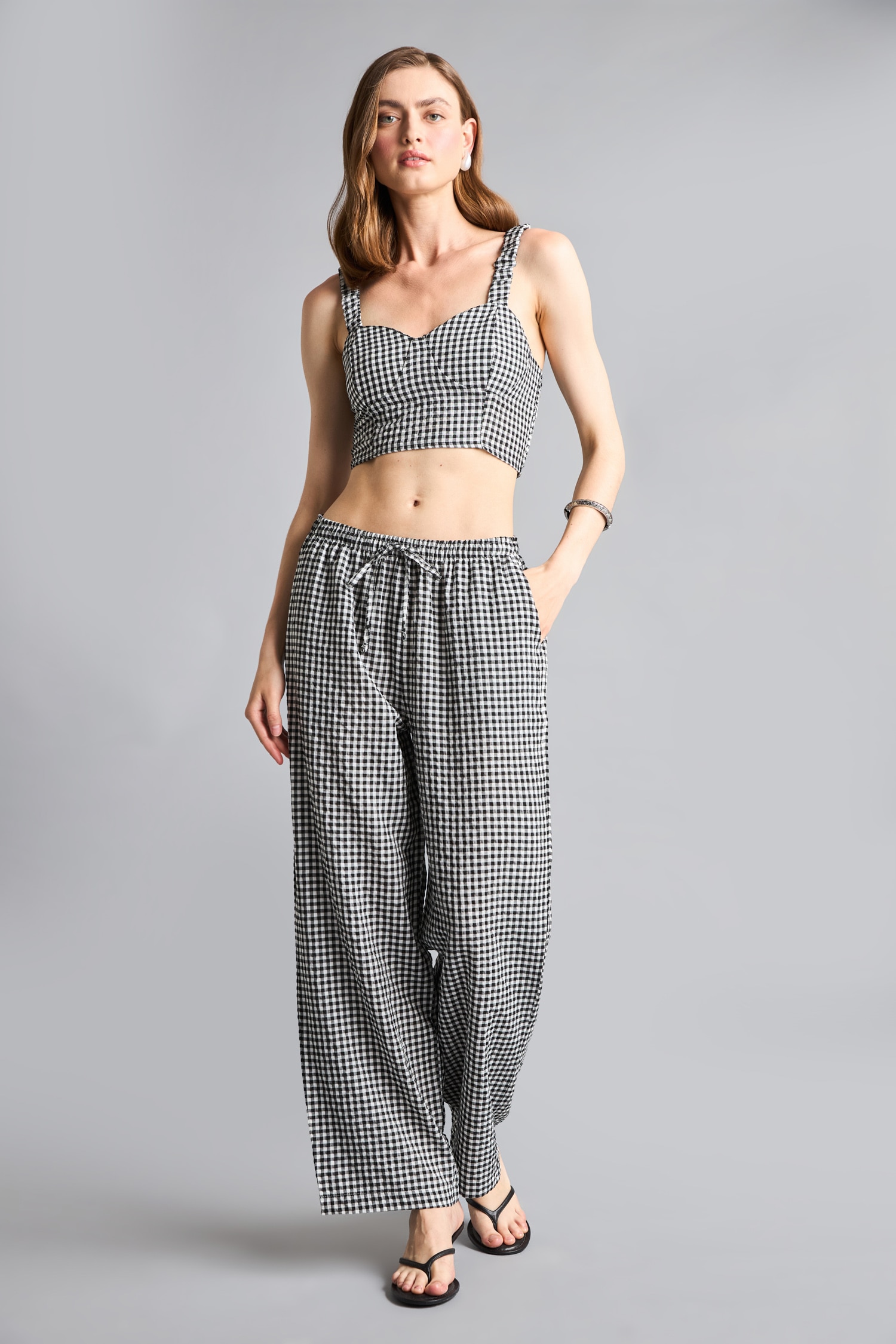 DeFacto Straight Fit Beli Lastikli Modal Pantolon görsel 2