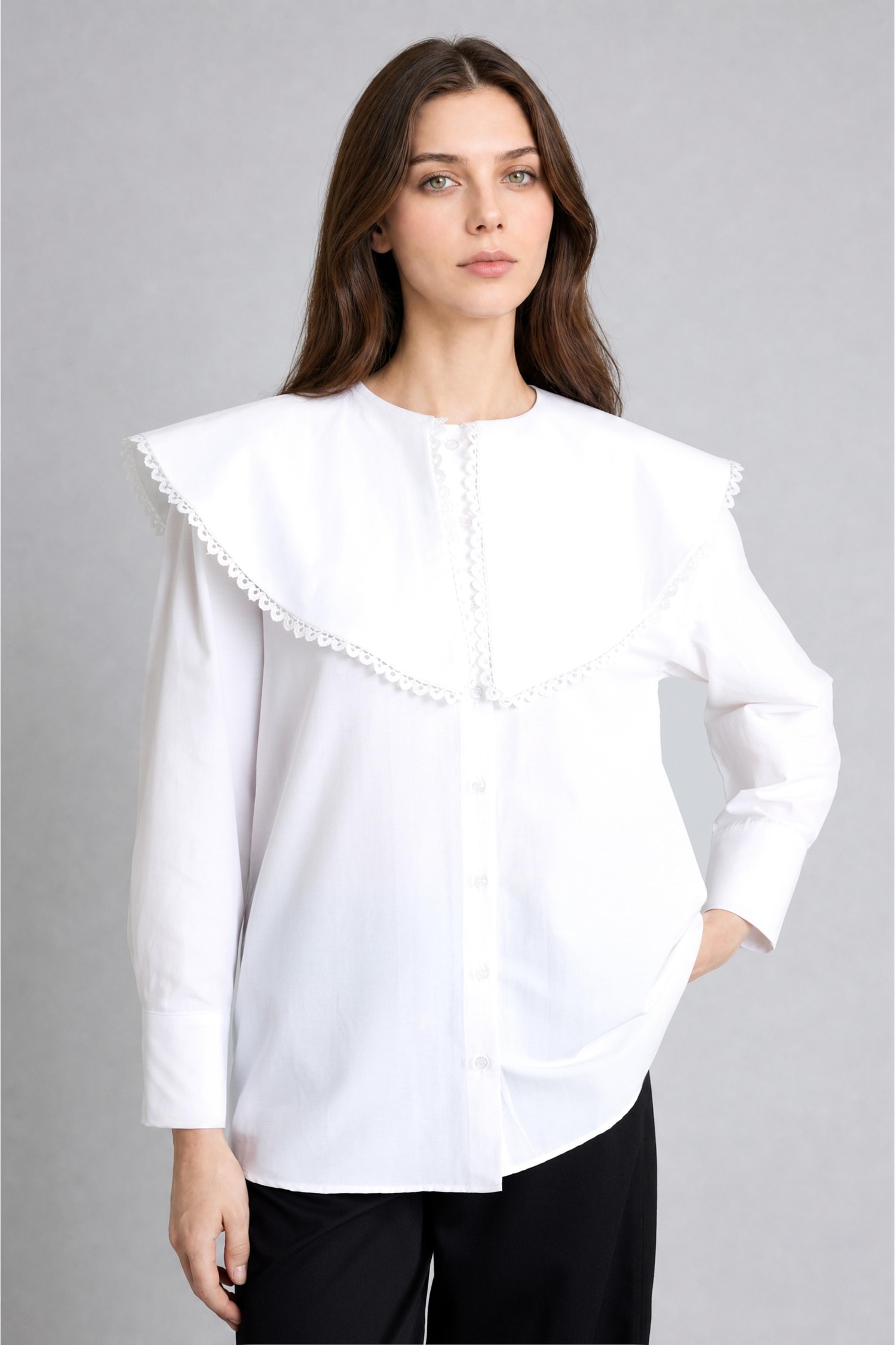 DeFacto Regular Fit Uzun Kollu Poplin Tunik görsel 3