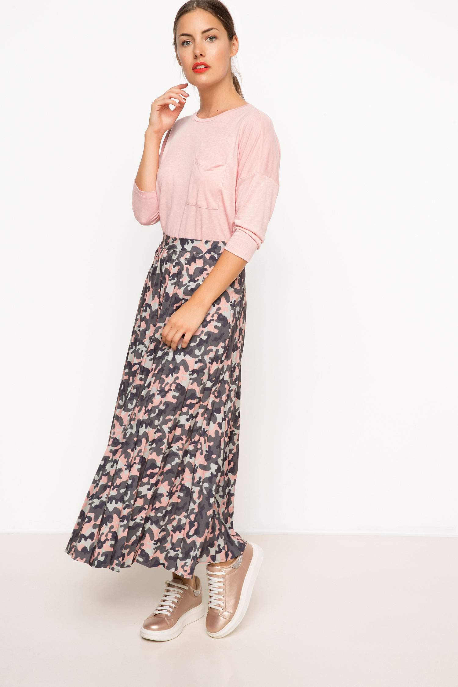 Defacto Kamuflaj Desenli Uzun Etek. 1