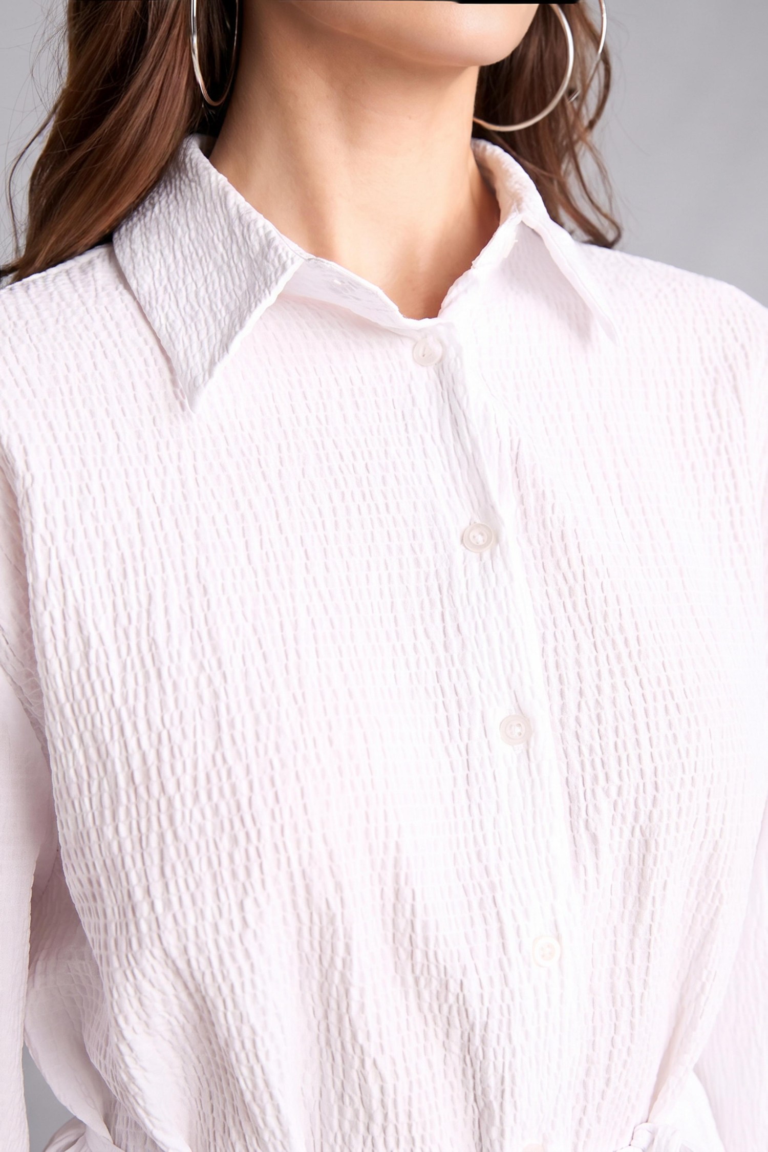 DeFacto Relaxed Fit Uzun Kollu Kırışık Dokulu Tunik görsel 6