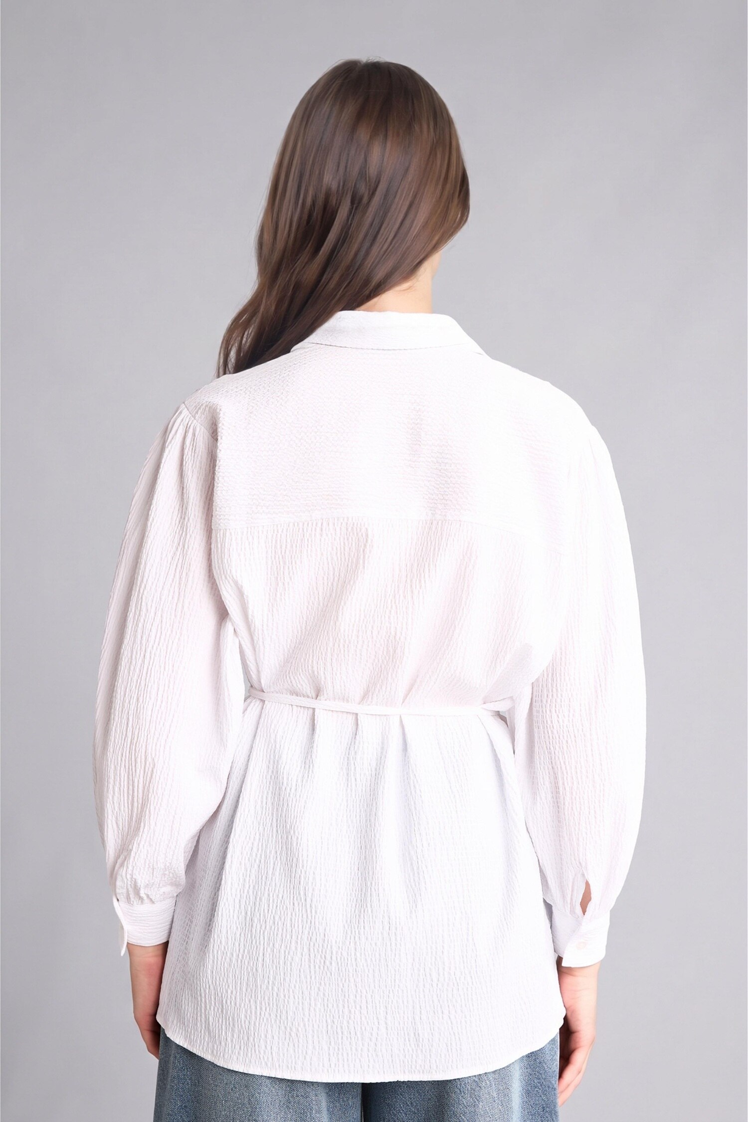 DeFacto Relaxed Fit Uzun Kollu Kırışık Dokulu Tunik görsel 7