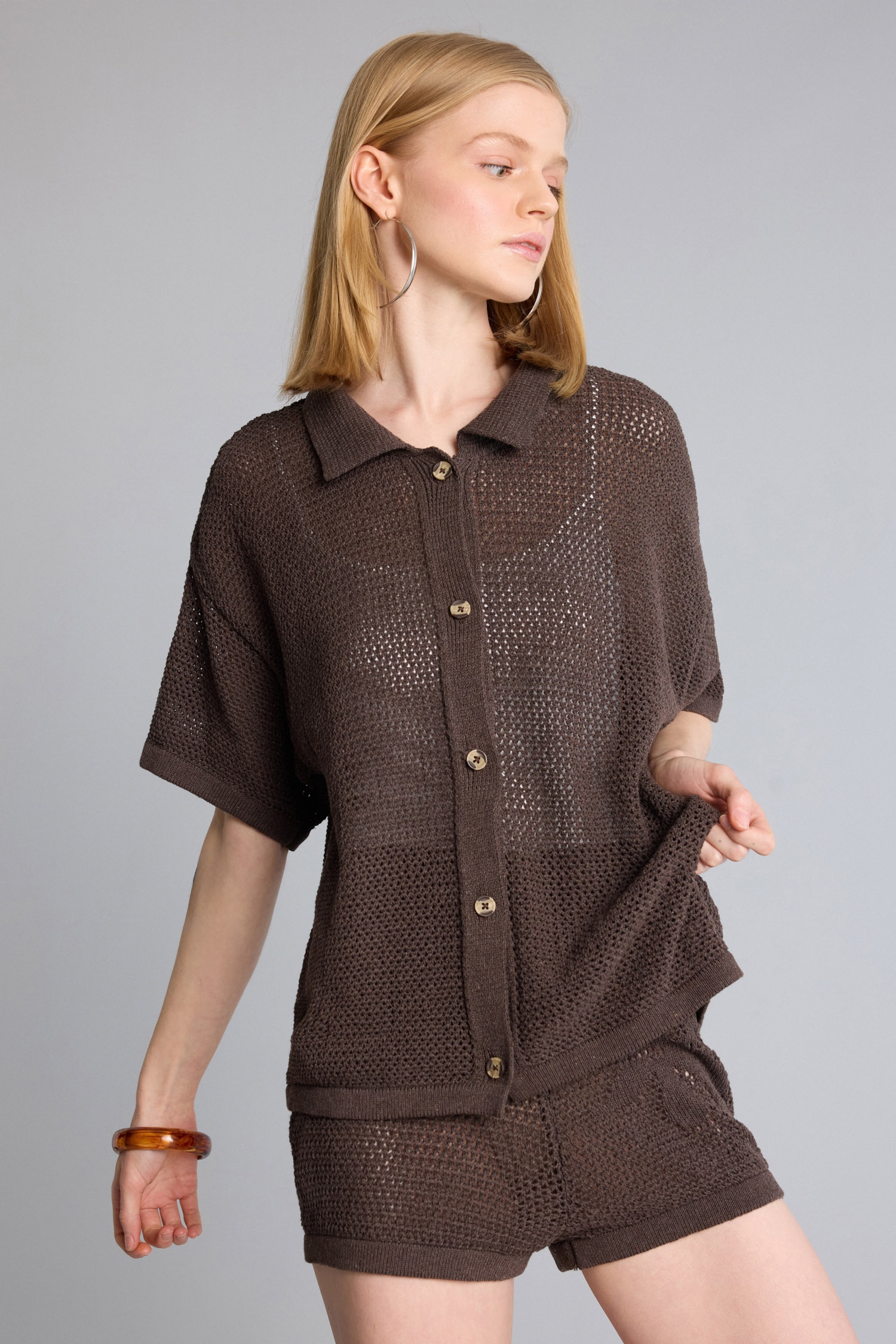 DeFacto Regular Fit Polo Yaka Ajurlu Triko Basic Hırka görsel 4