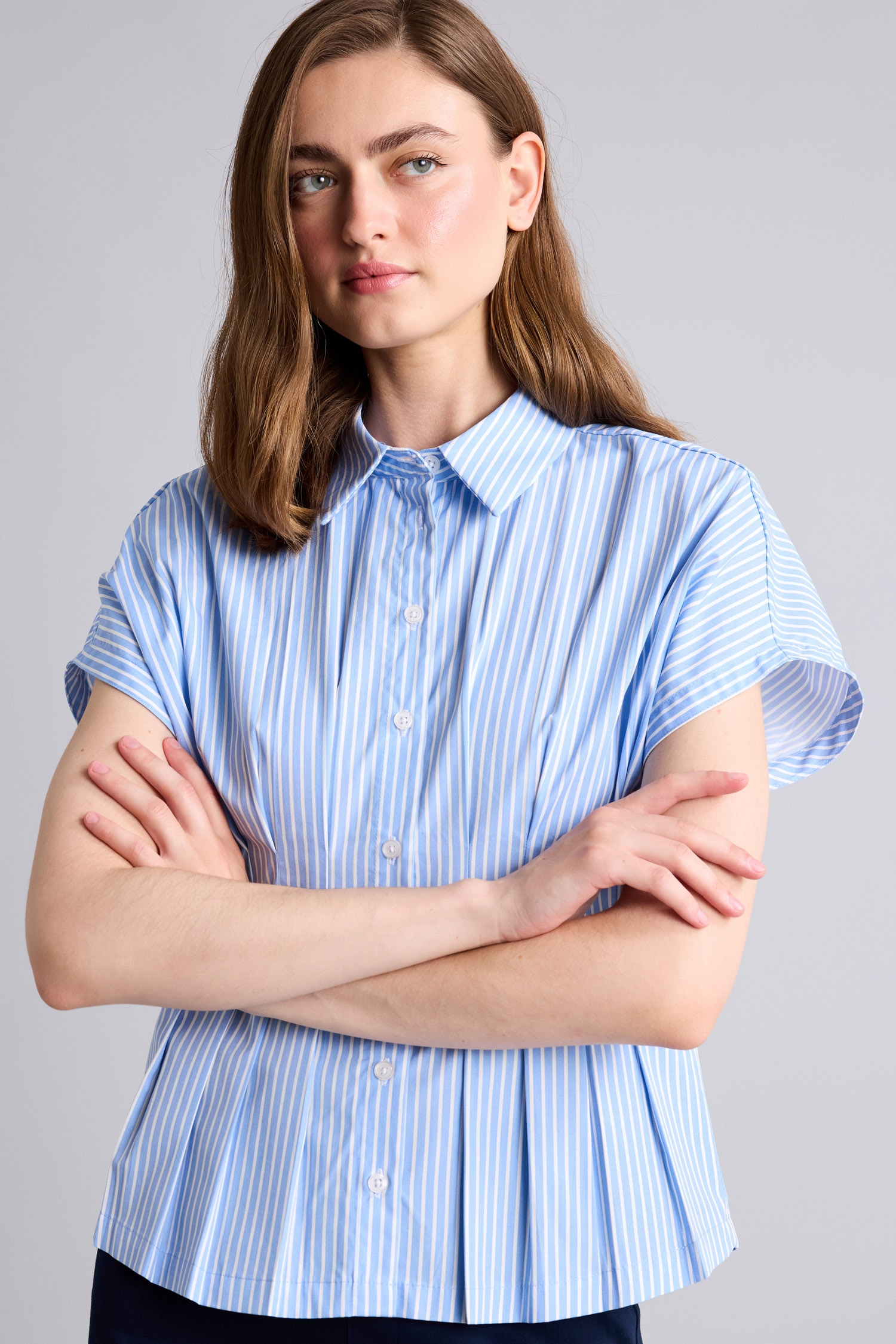 DeFacto %100 Pamuk Fitted Poplin Çizgili Gömlek