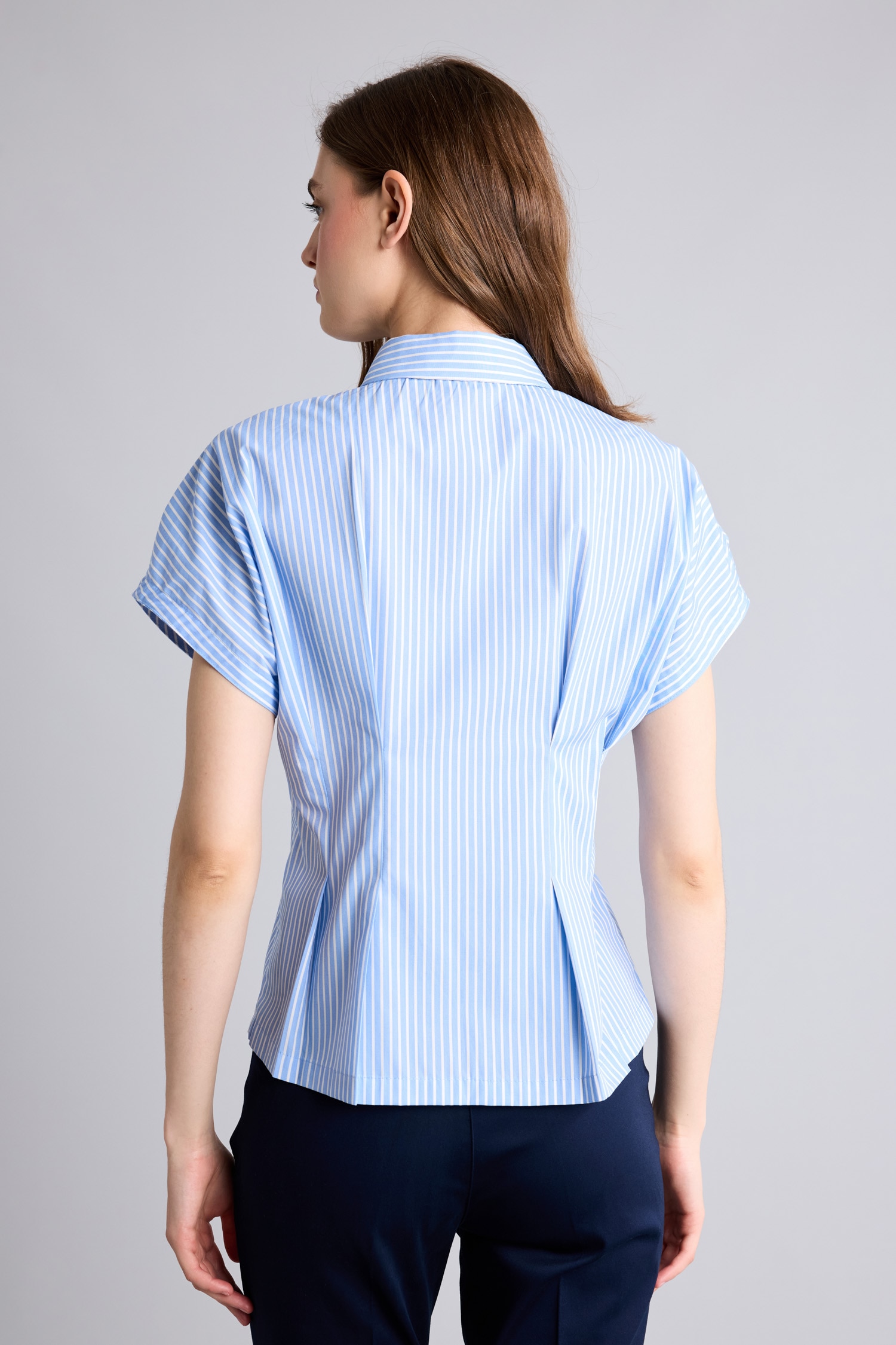 DeFacto %100 Pamuk Fitted Poplin Çizgili Gömlek görsel 4