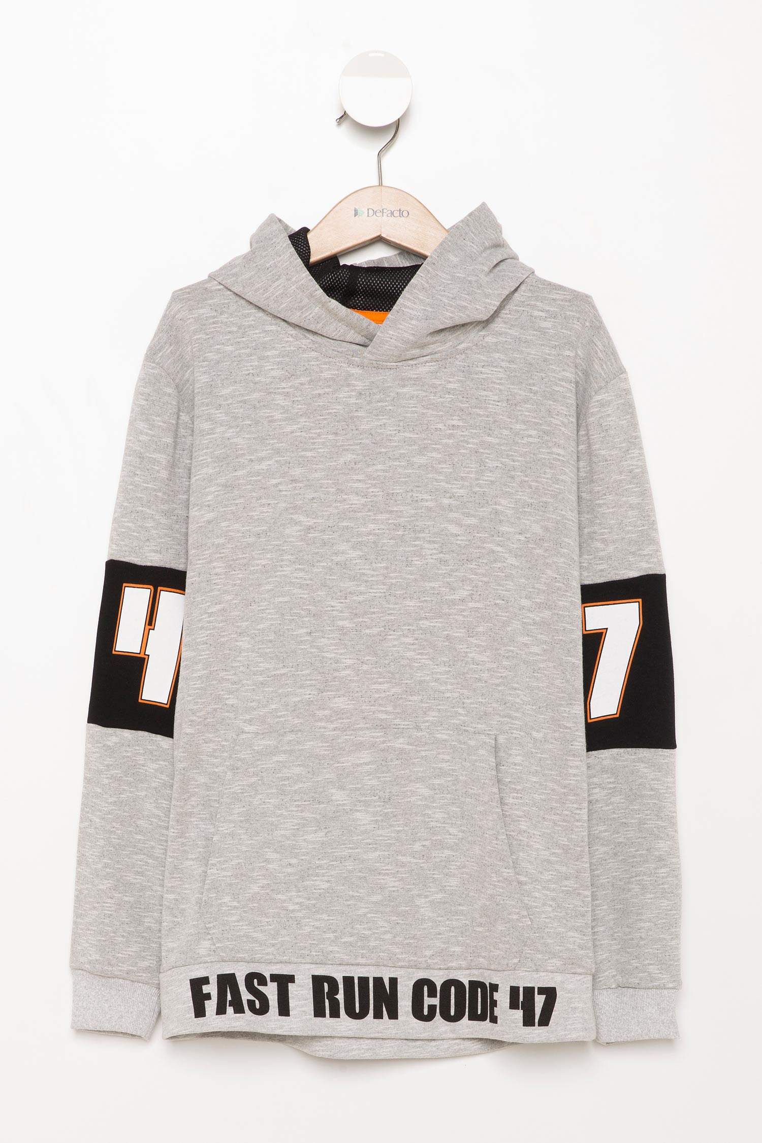 Defacto Kolları Baskı Detaylı Kapüşonlu Sweatshirt. 4