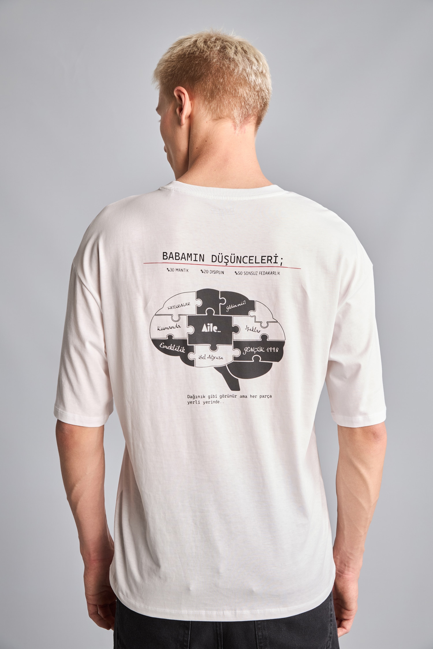 DeFacto %100 Pamuk Boxy Fit Sırt Baskılı Tişört görsel 6