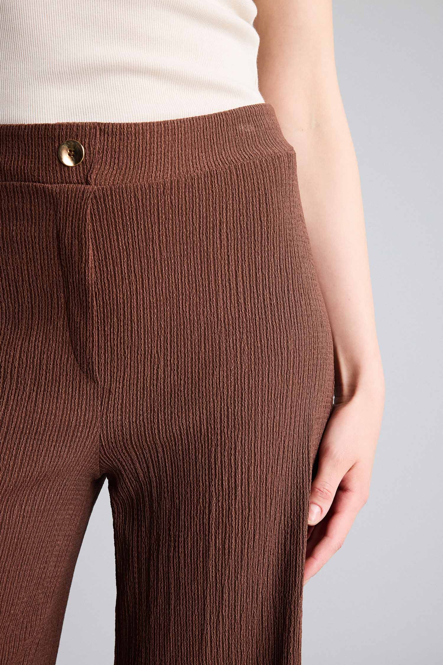 DeFacto Culotte Düz Paça Kırışık Dokulu Pantolon görsel 5