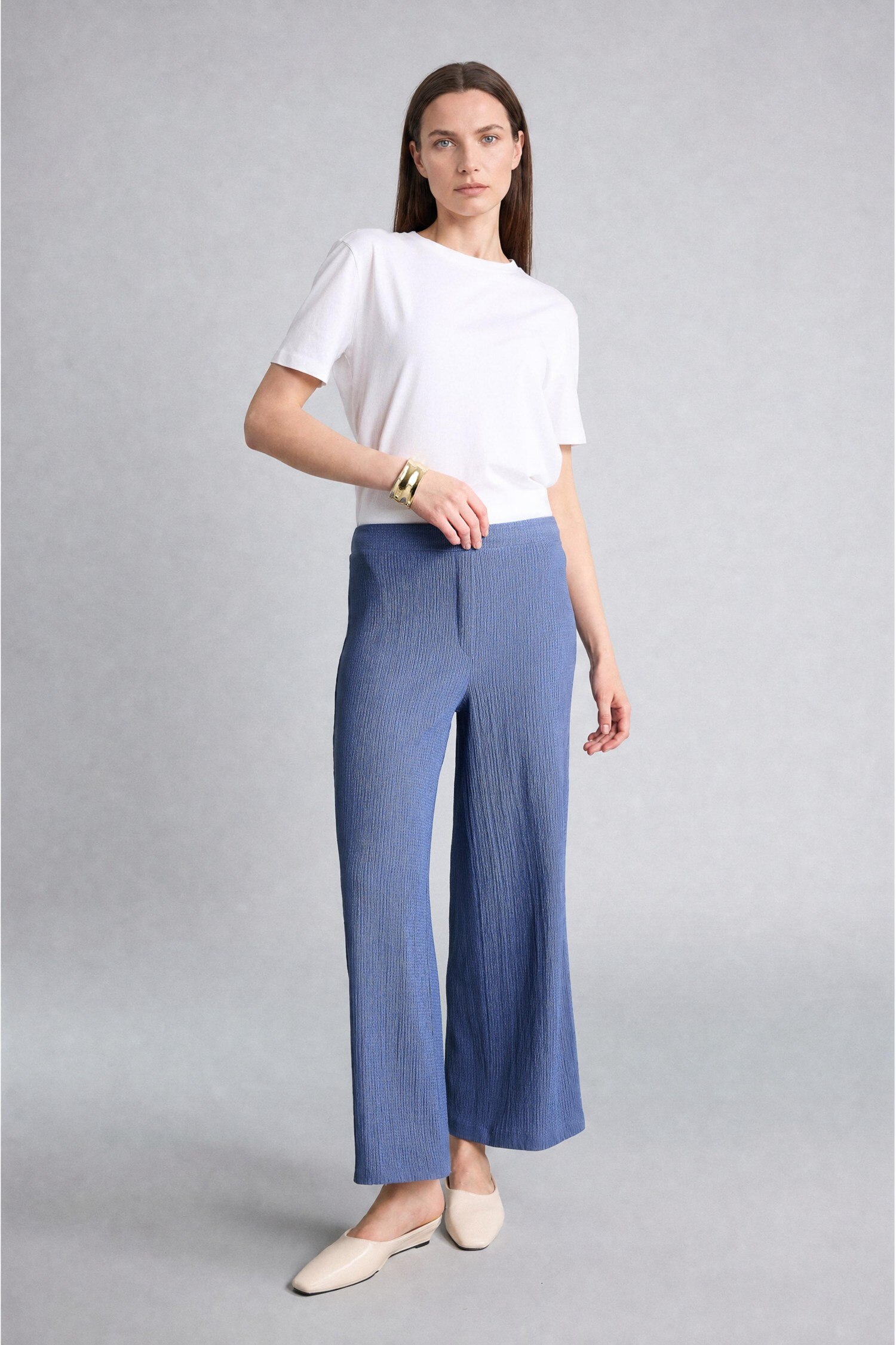 DeFacto Culotte Düz Paça Kırışık Dokulu Pantolon görsel 2
