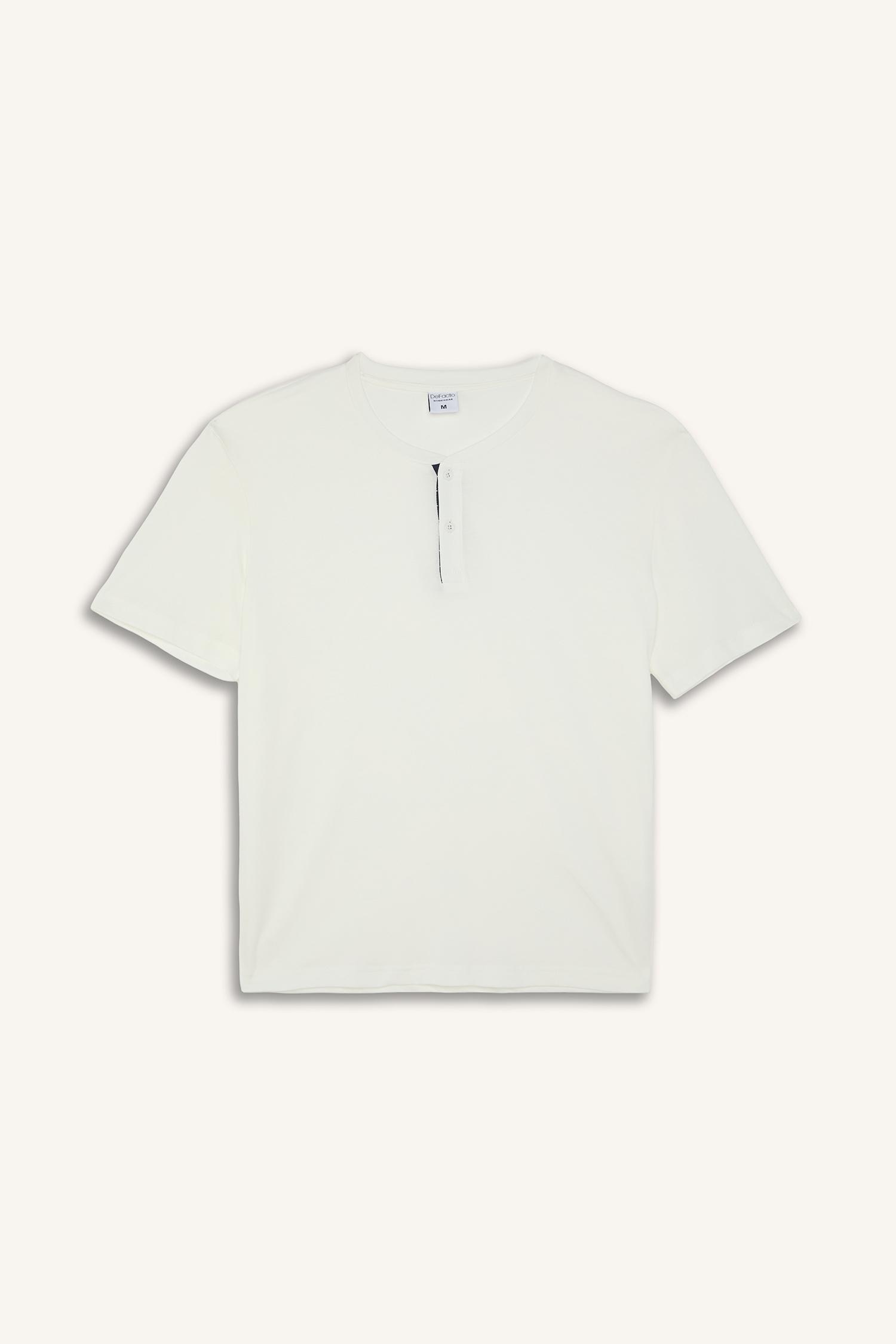 DeFacto %100 Pamuk New Regular Fıt 2'li Şortlu Pijama Takımı görsel 7