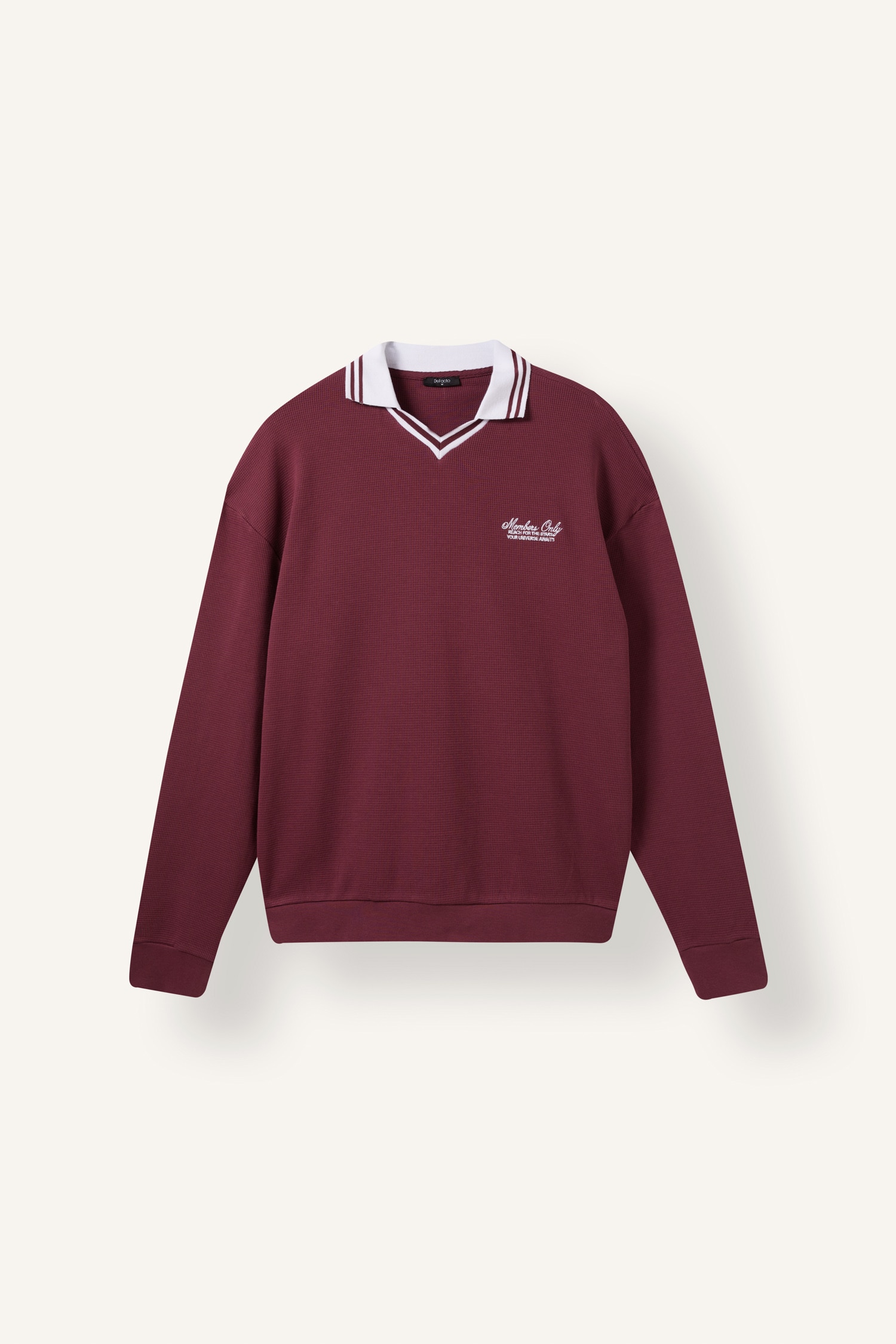 DeFacto Boxy Fit Polo Yaka Baskılı Sweatshirt