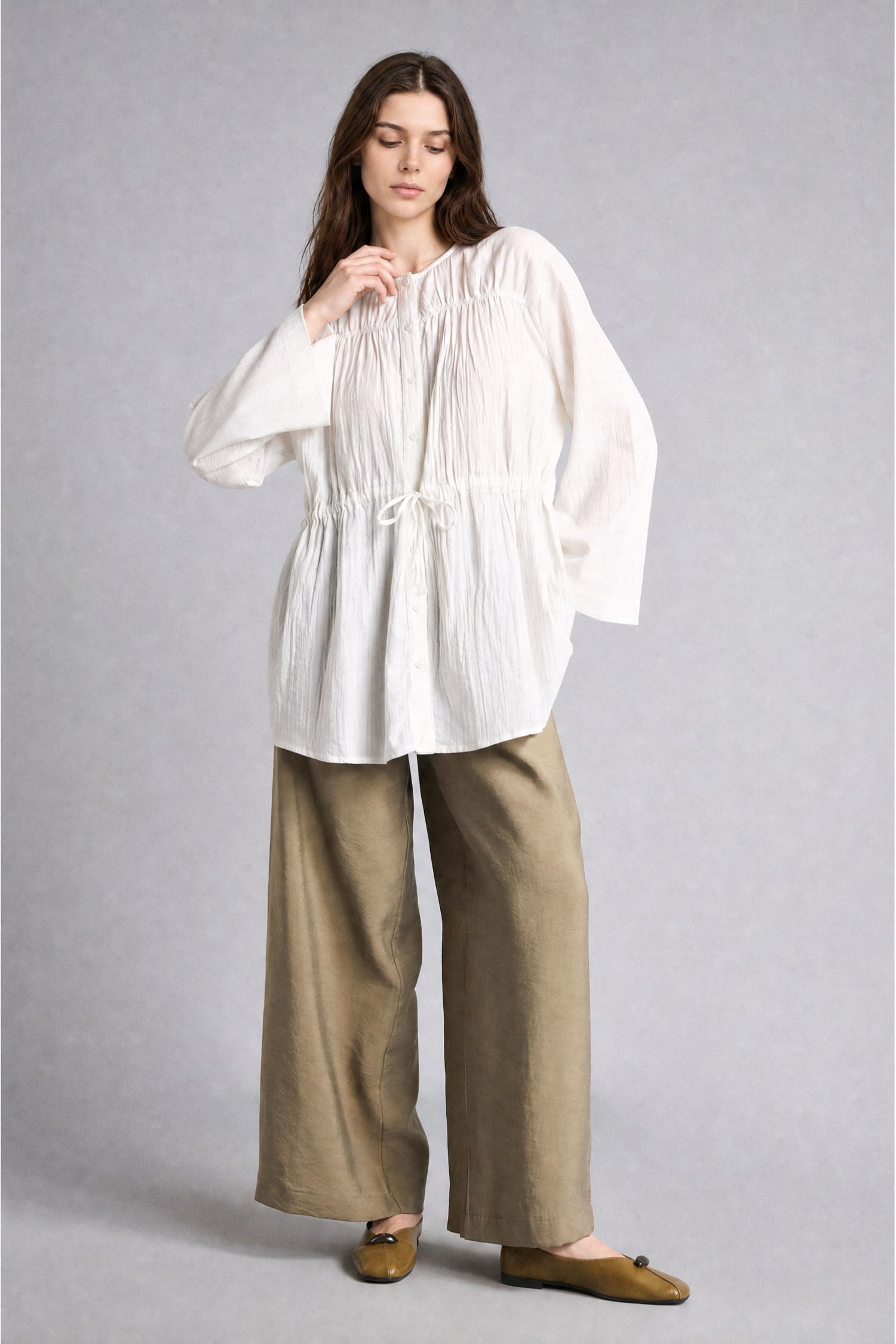 うめこ① Haki Kadın Wide Leg Modal Pantolon 3469718 | DeFacto