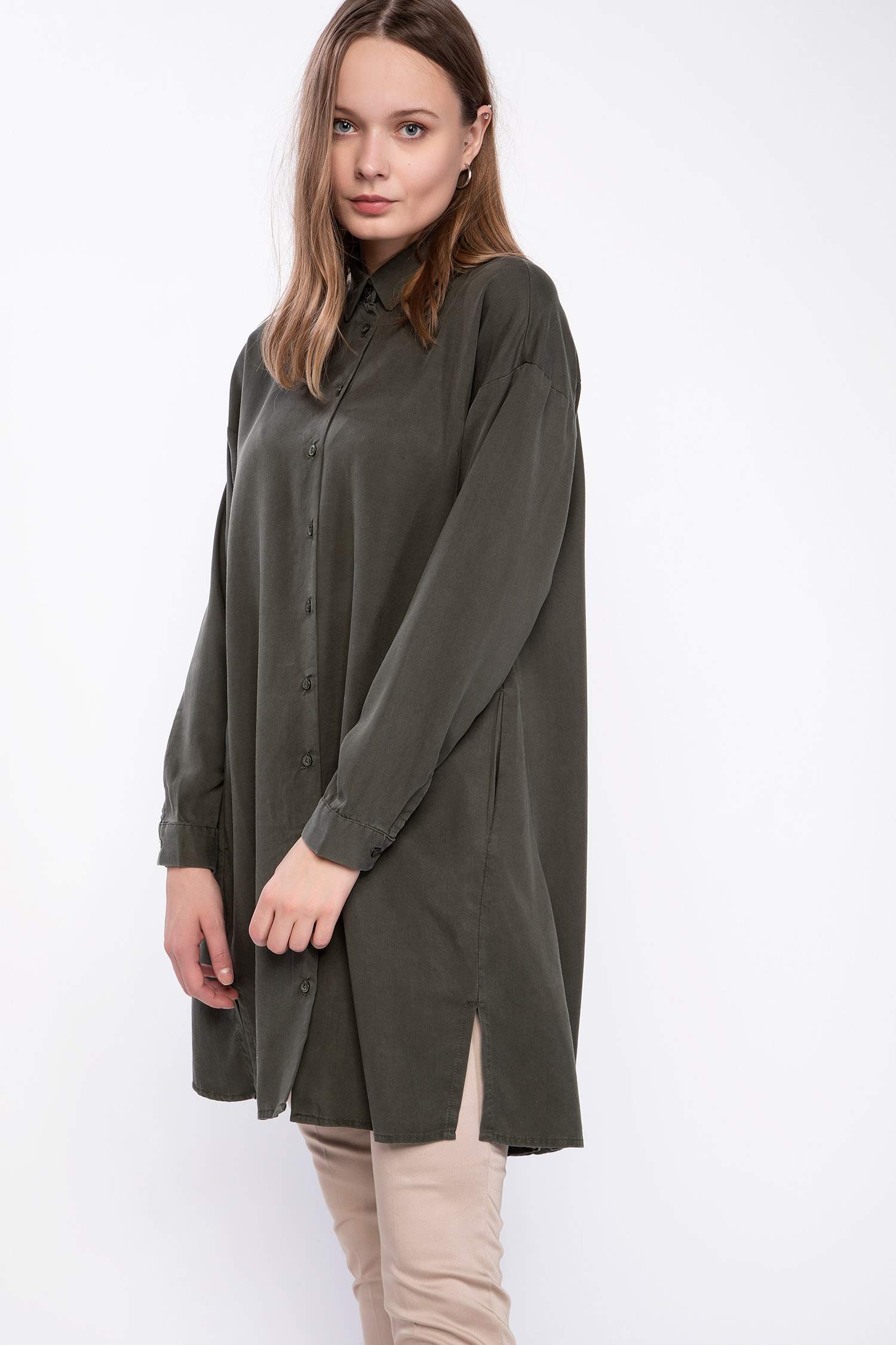 Defacto Uzun Kollu Gömlek Tunik. 3