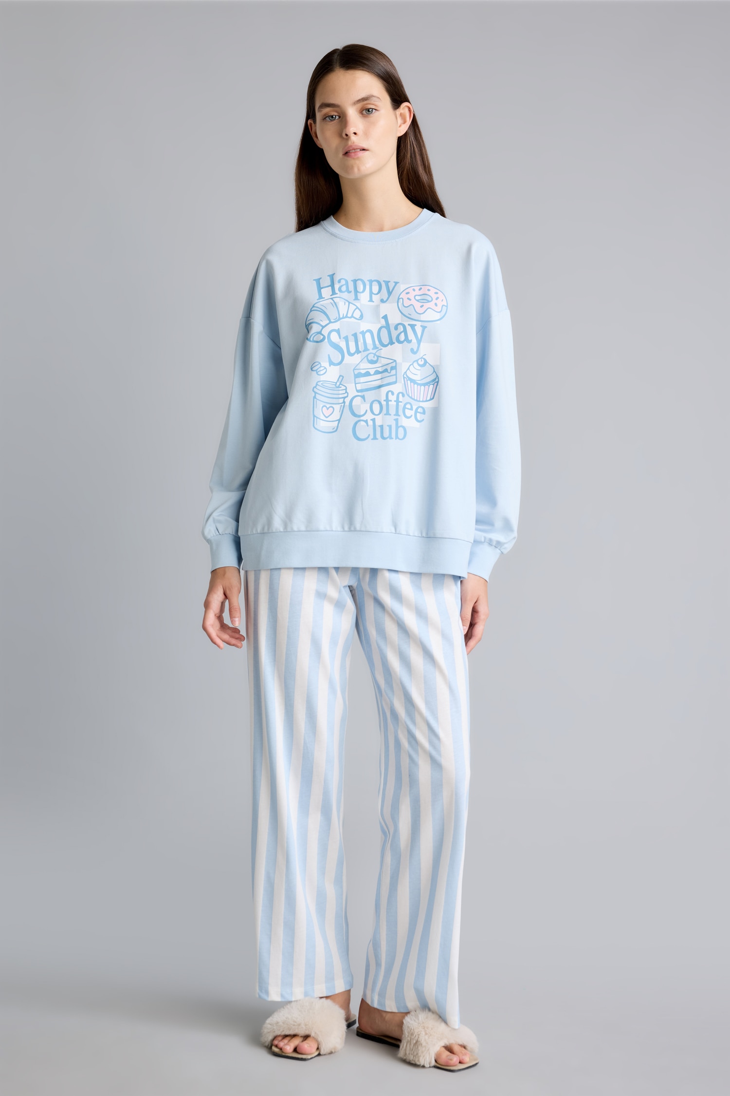 DeFacto Regular Fit Baskılı Pijama Takımı görsel 2