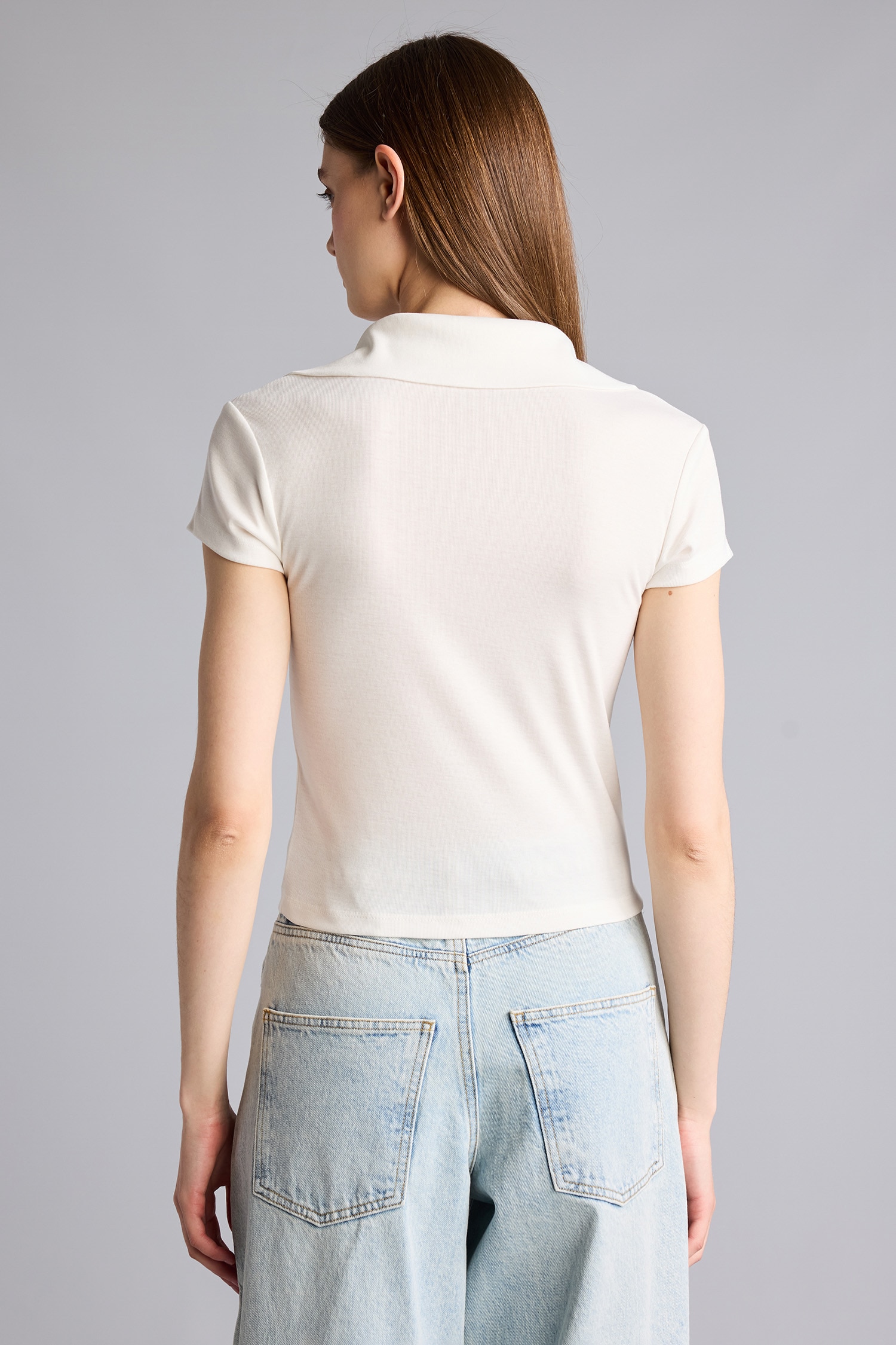 DeFacto Slim Fit Ribana Polo Tişört görsel 5