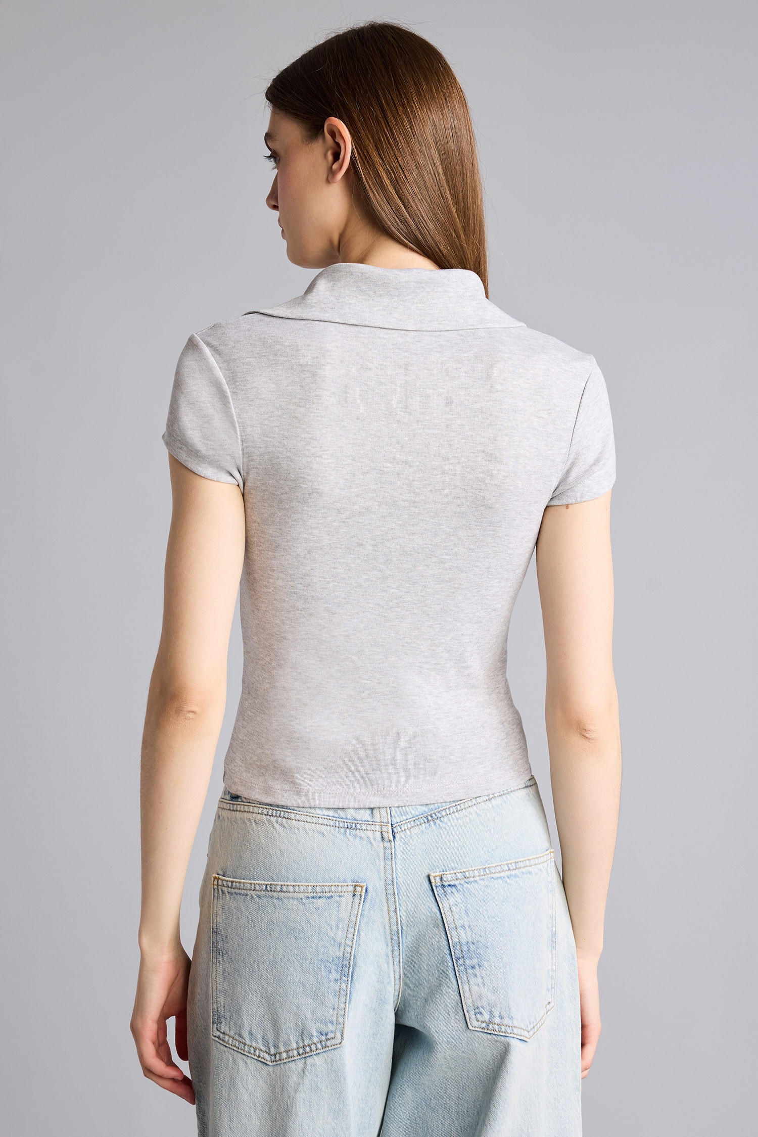 DeFacto Slim Fit Ribana Polo Tişört görsel 5