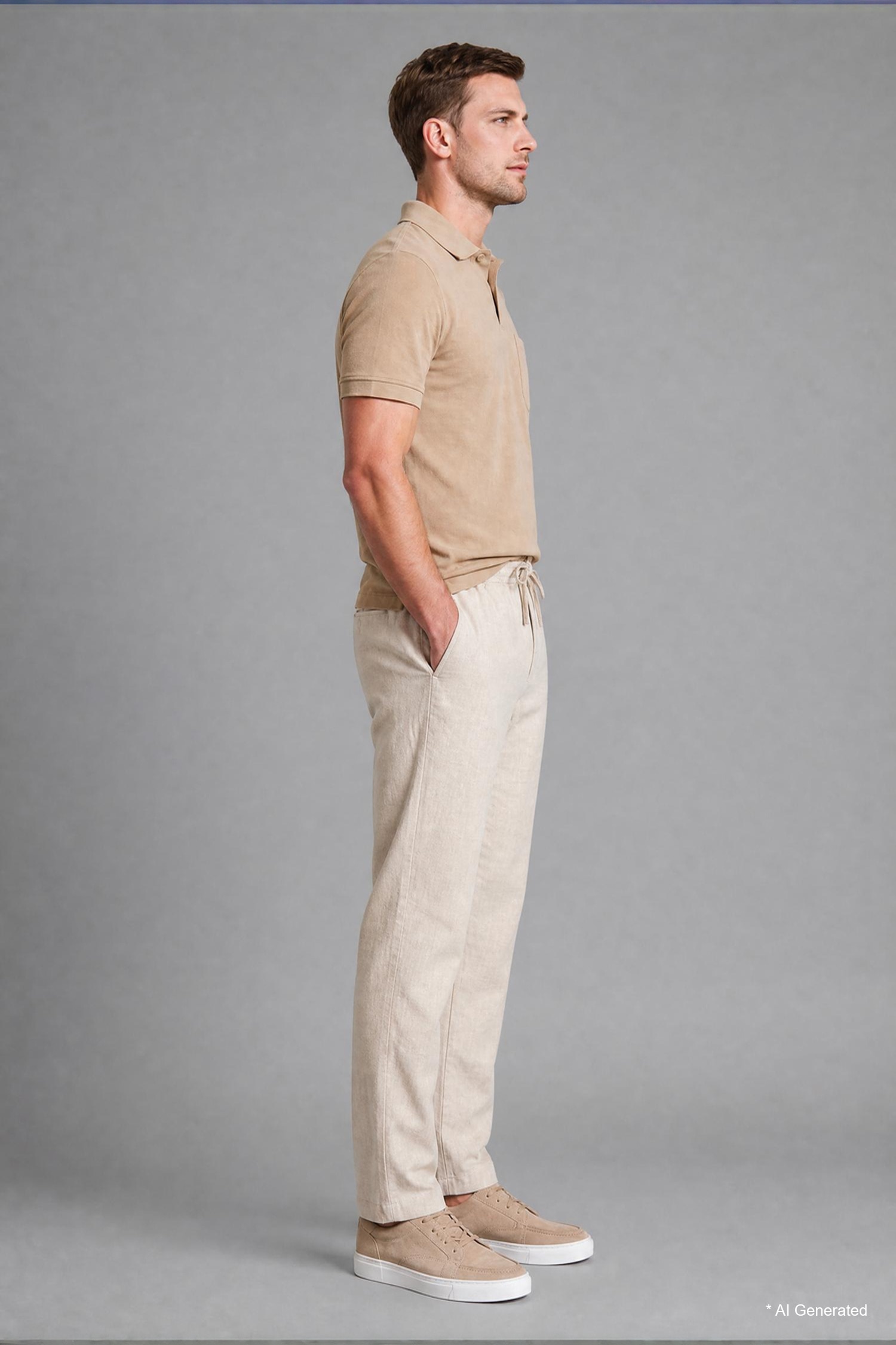 DeFacto Keten Karışımlı Regular Fit Pantolon görsel 2