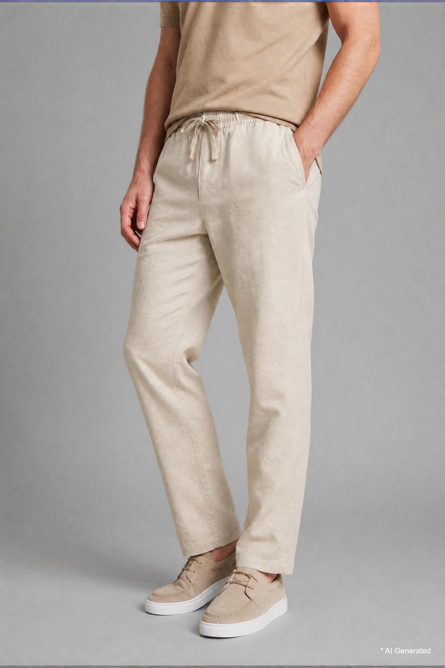 DeFacto Keten Karışımlı Regular Fit Pantolon görsel 4