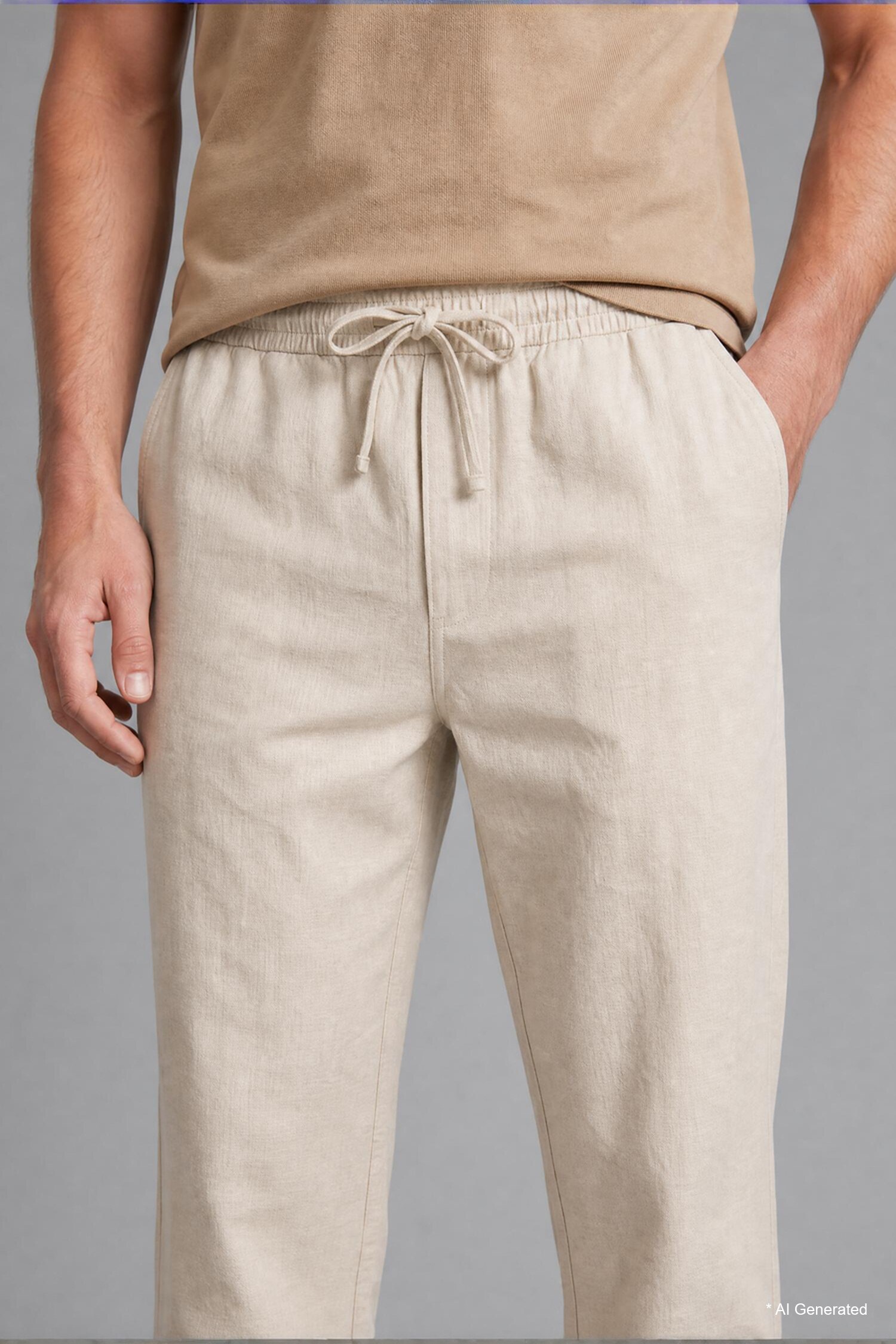 DeFacto Keten Karışımlı Regular Fit Pantolon görsel 5