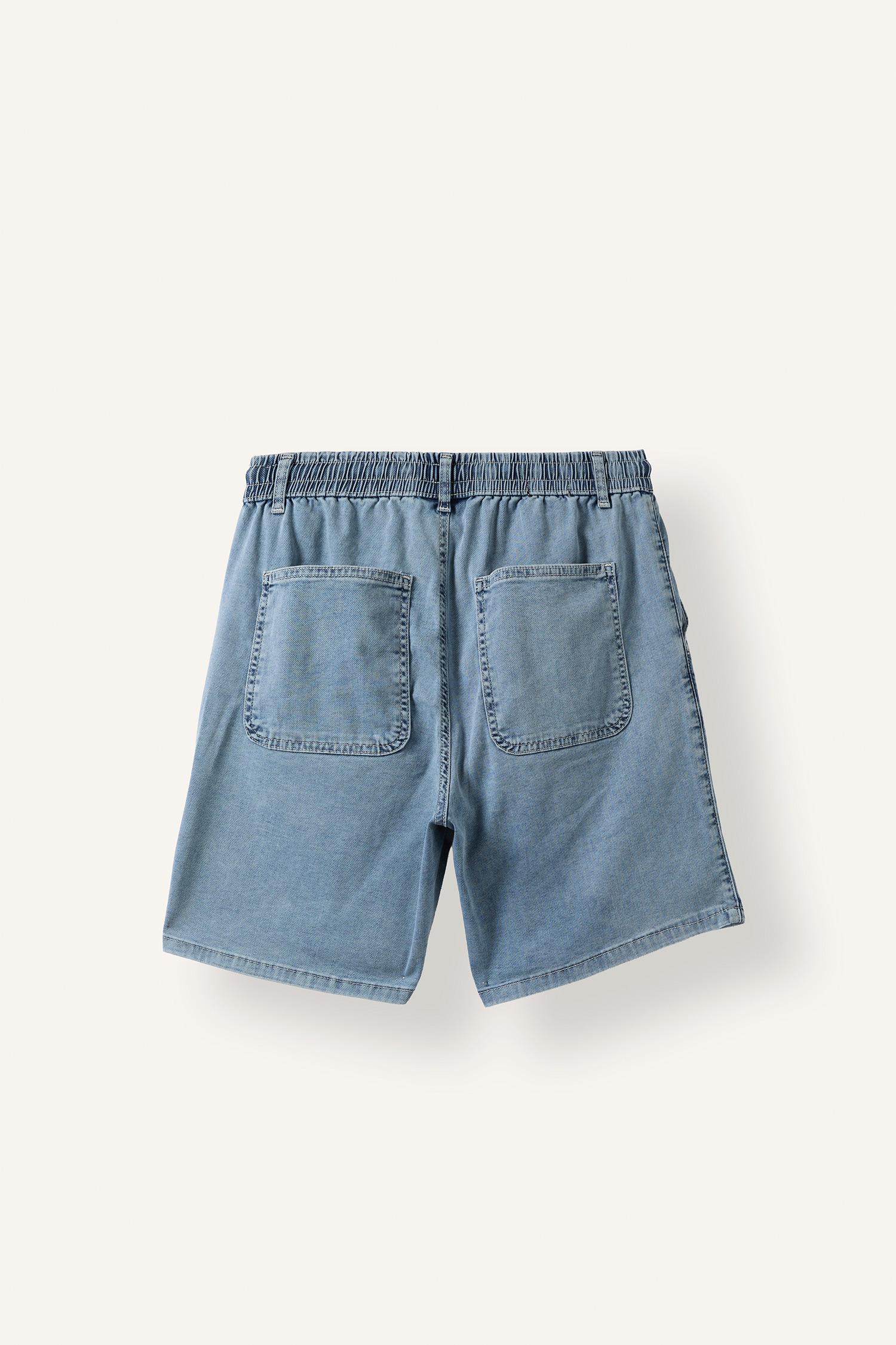 DeFacto Beli Lastikli Relax Fit Jean bermuda şort görsel 8