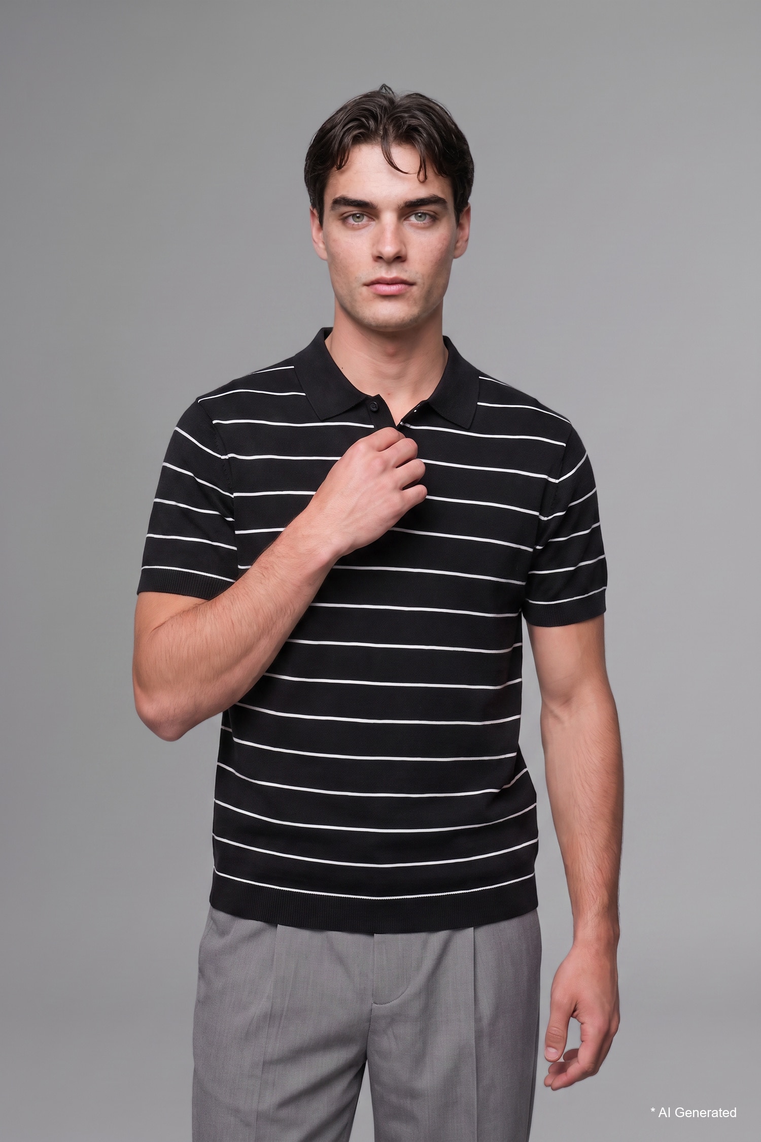 DeFacto Standart Fit Çizgili Polo Triko Tişört