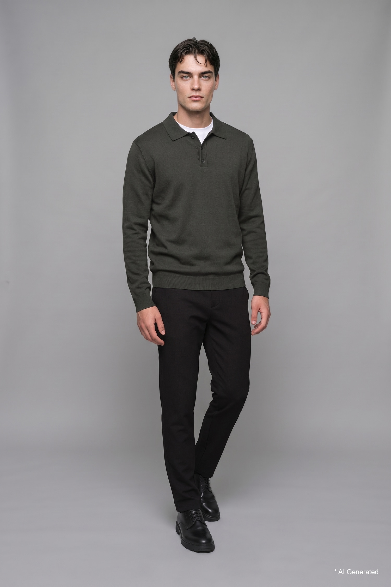 DeFacto Standart Fit Polo Yaka Triko Basic Kazak