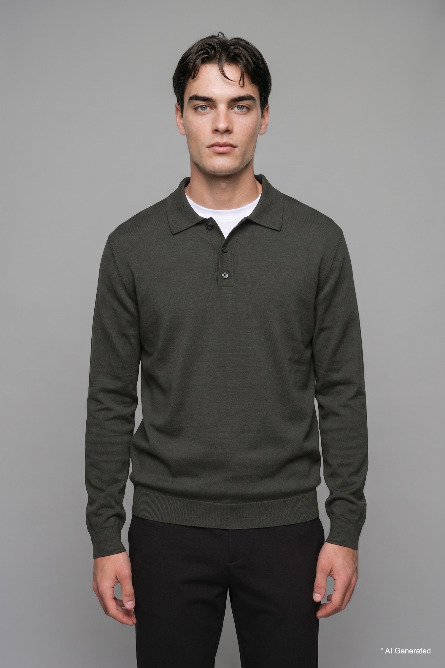 DeFacto Standart Fit Polo Yaka Triko Basic Kazak görsel 2