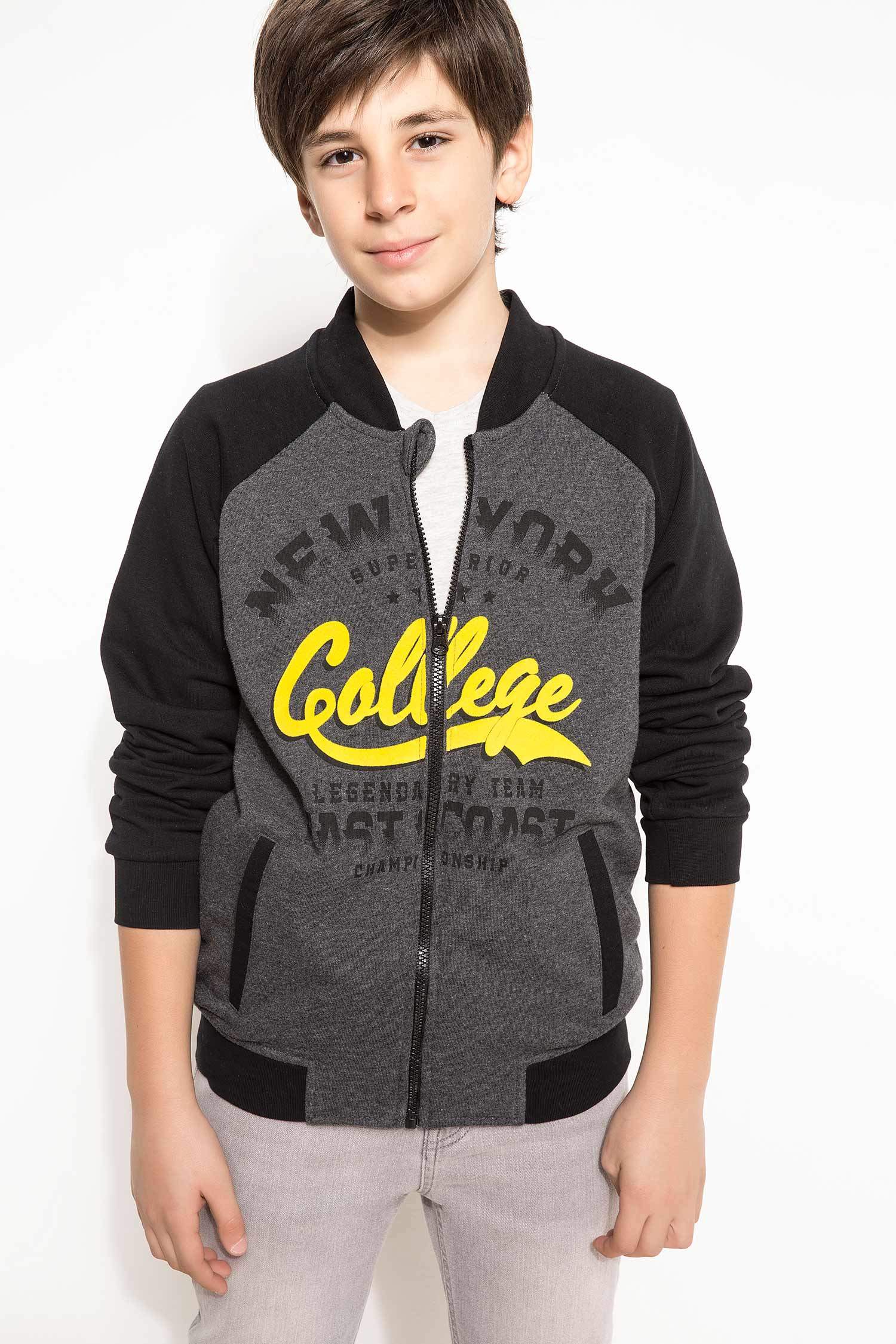 Defacto Baskılı Fermuarlı Sweatshirt. 1