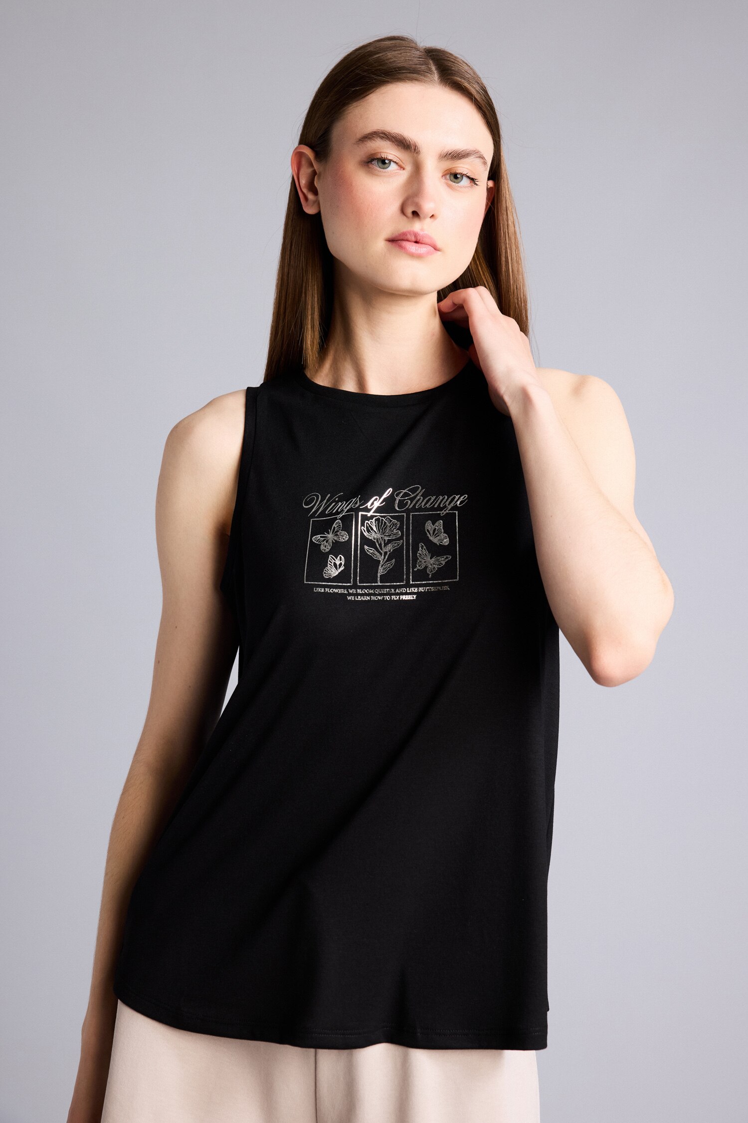 DeFacto Relaxed Fit Baskılı Kolsuz Atlet görsel 3
