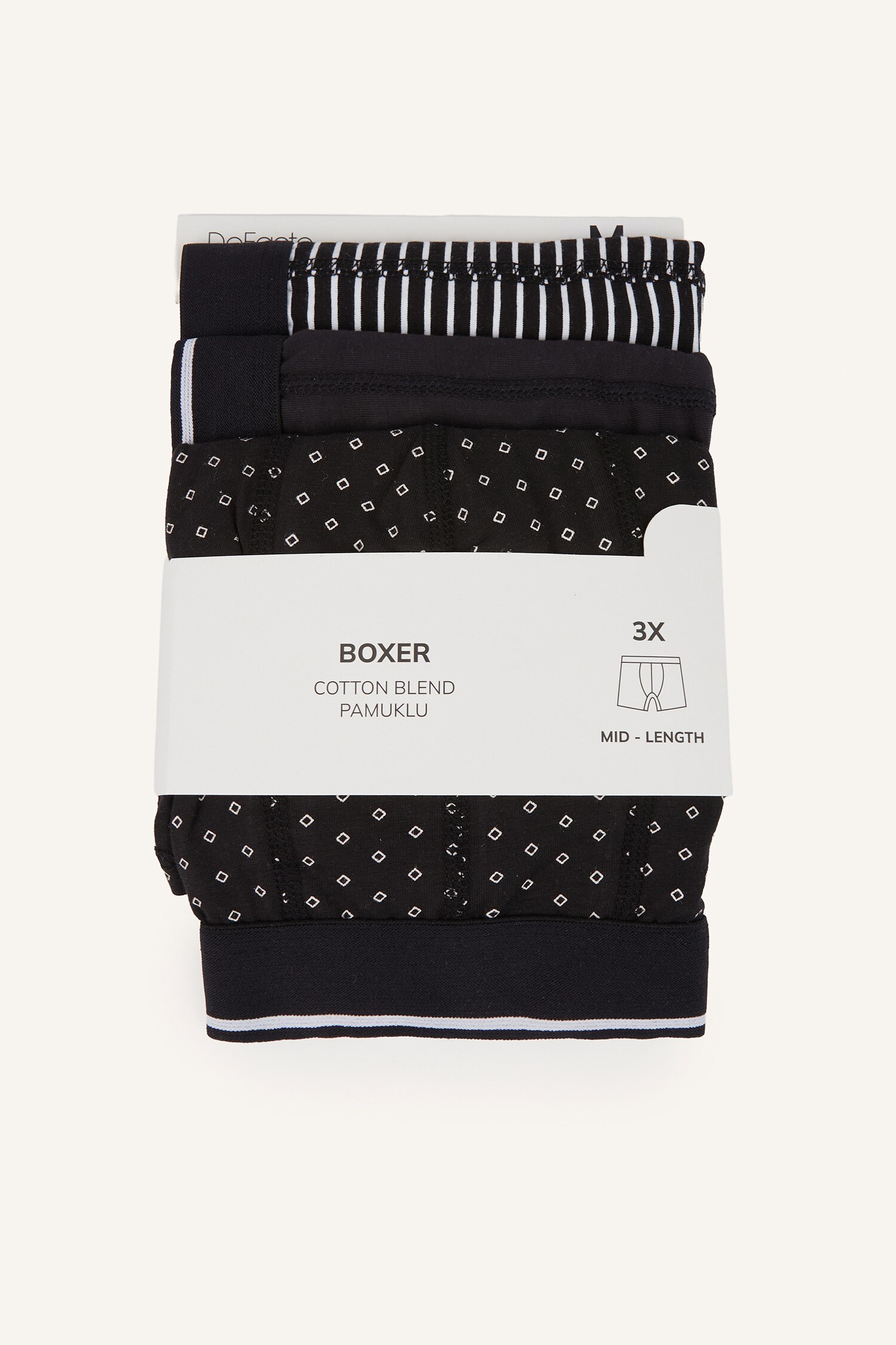 DeFacto Regular Fıt Pamuklu Çizgili 3'lü Boxer görsel 7