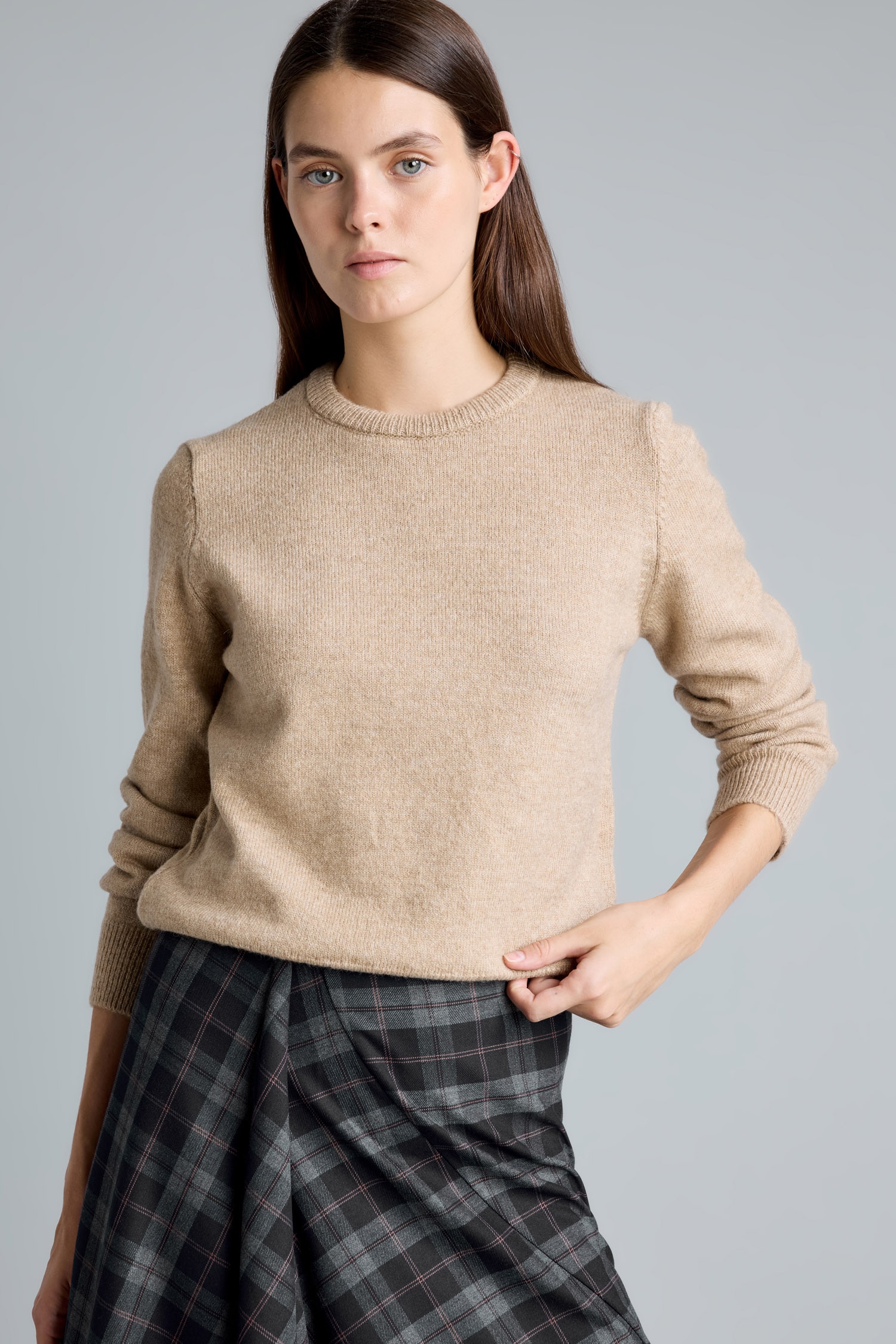 DeFacto Regular Fit Bisiklet Yaka Basic Kazak