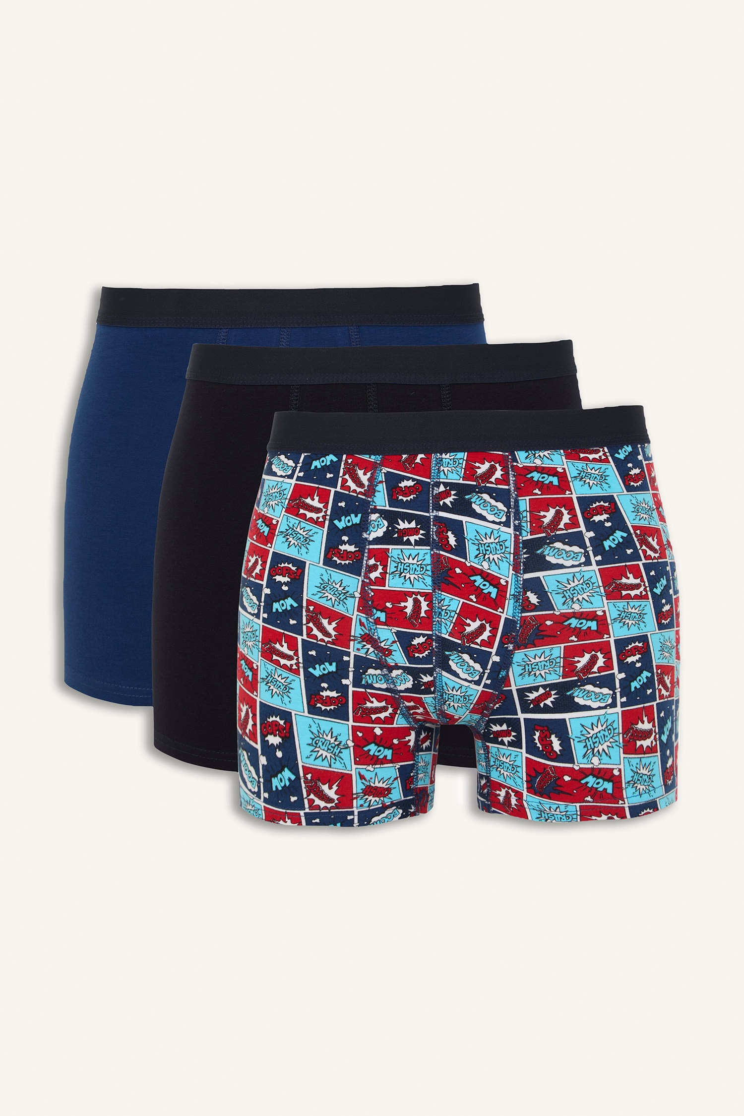DeFacto Regular Fıt Eğlenceli Baskılı 3'lü Boxer