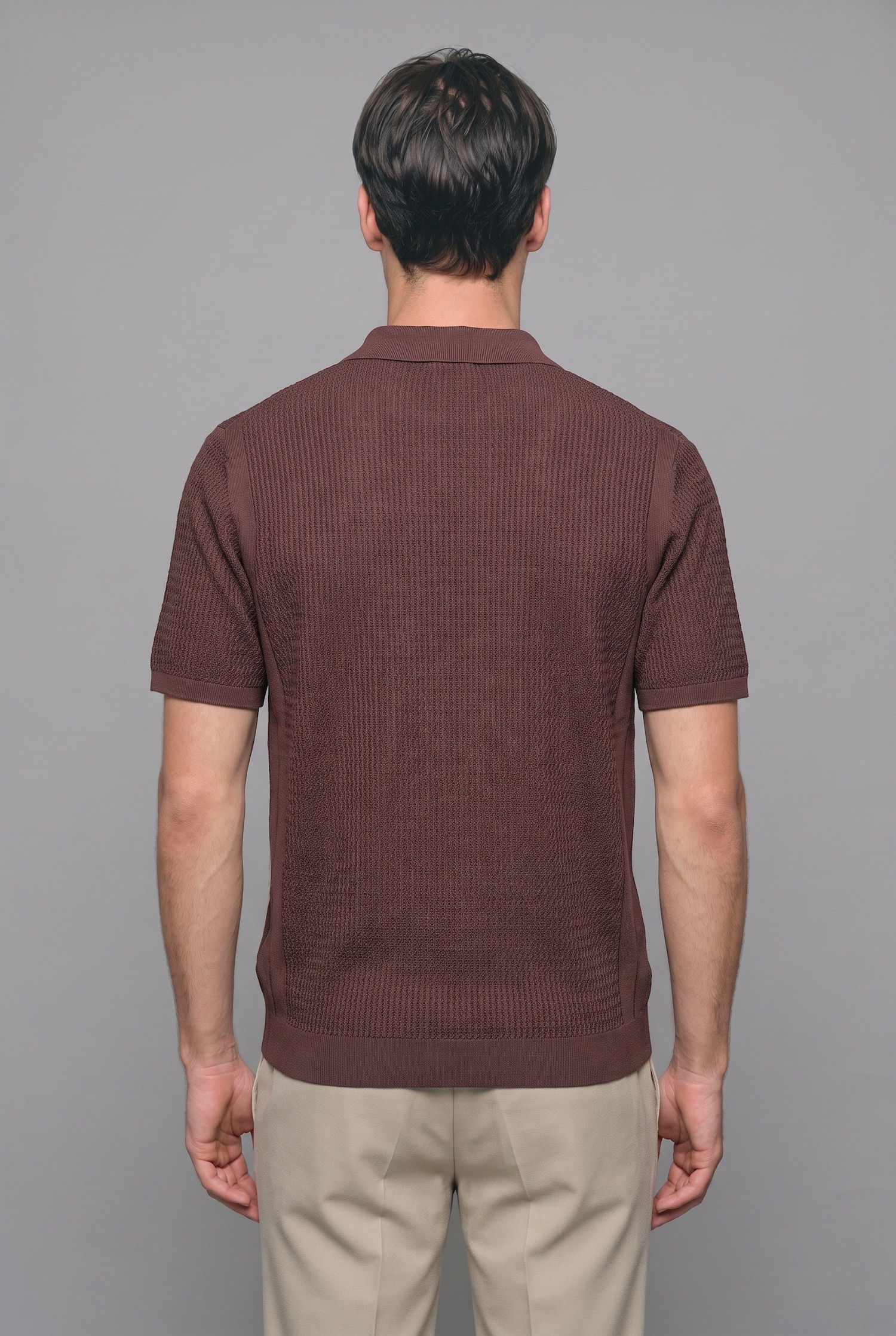 DeFacto Standart Fit Dokulu Triko Basic Polo Tişört görsel 4