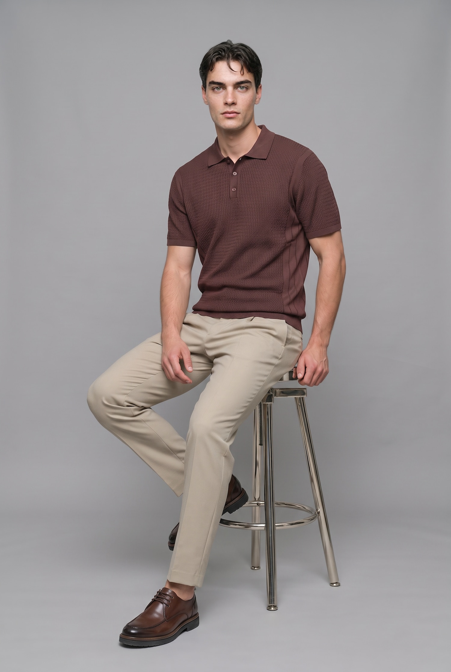 DeFacto Standart Fit Dokulu Triko Basic Polo Tişört görsel 5