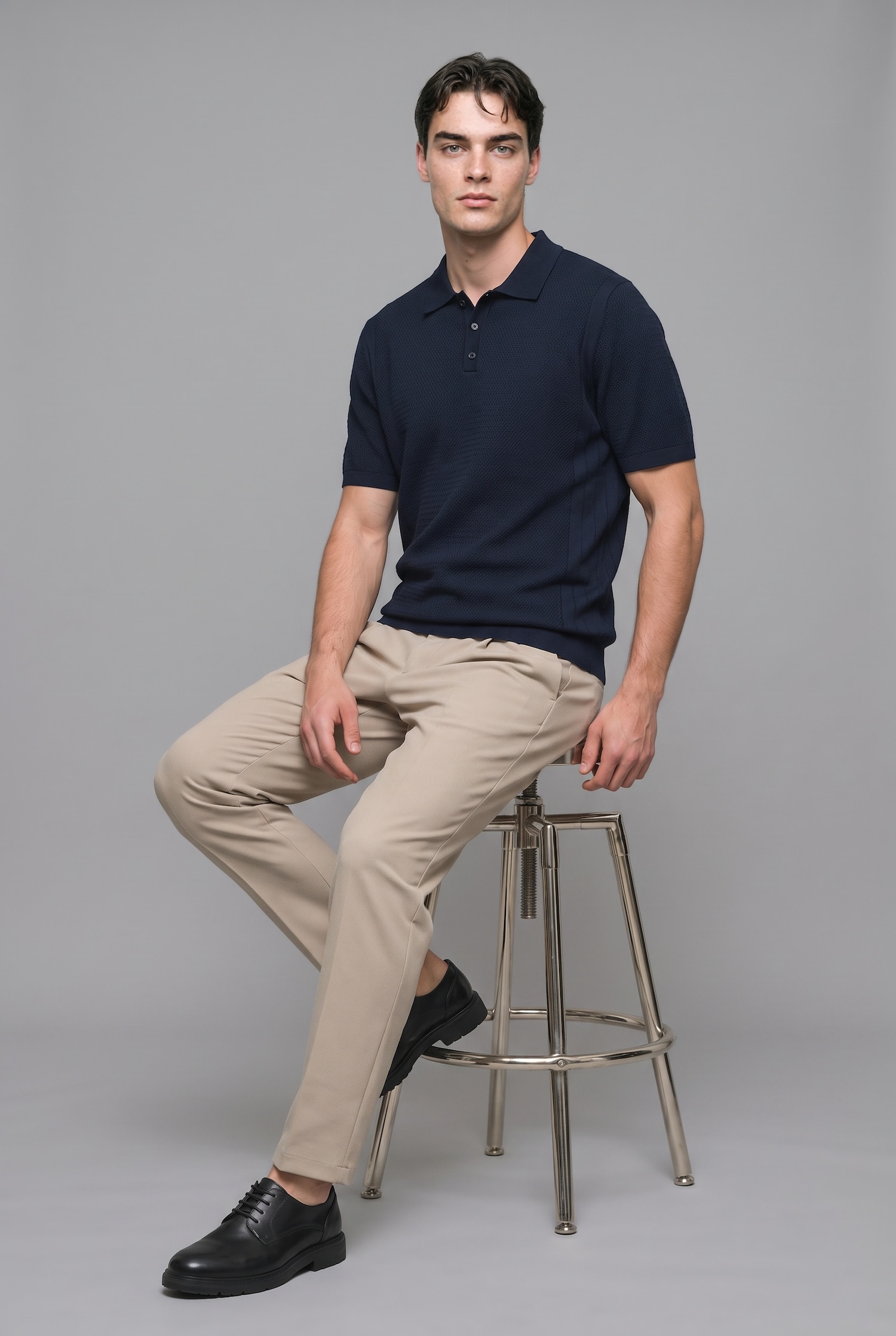 DeFacto Standart Fit Dokulu Triko Basic Polo Tişört görsel 5