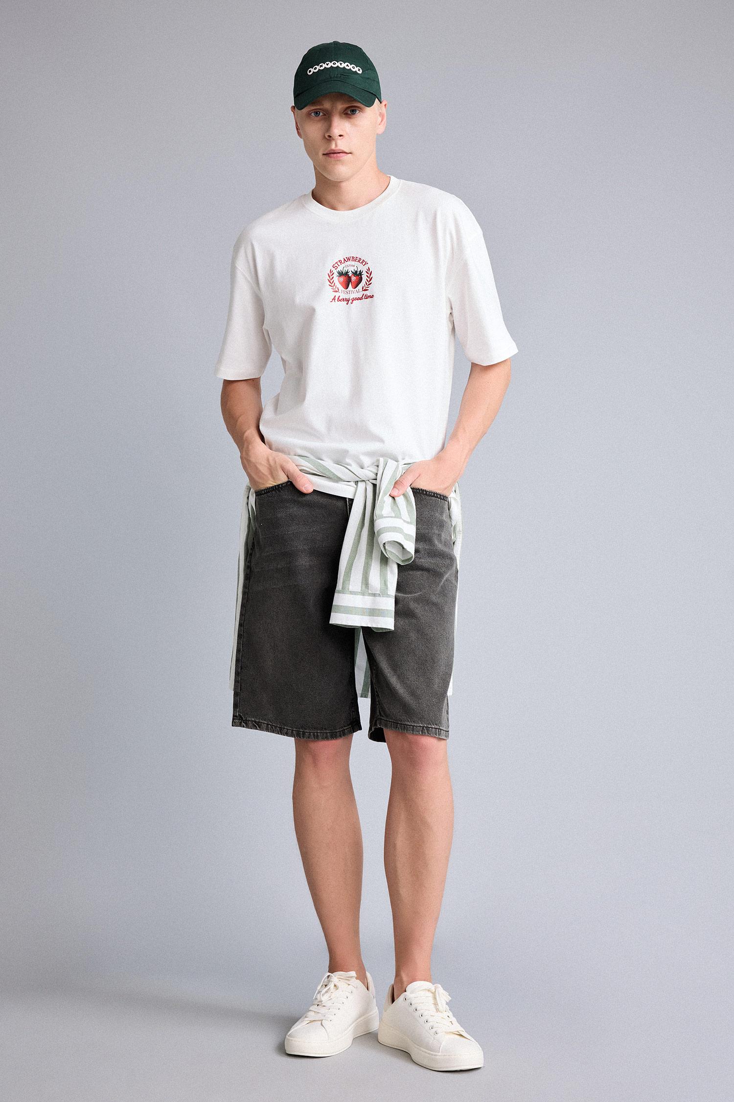 DeFacto %100 Pamuk Baggy Fit Bermuda Şort