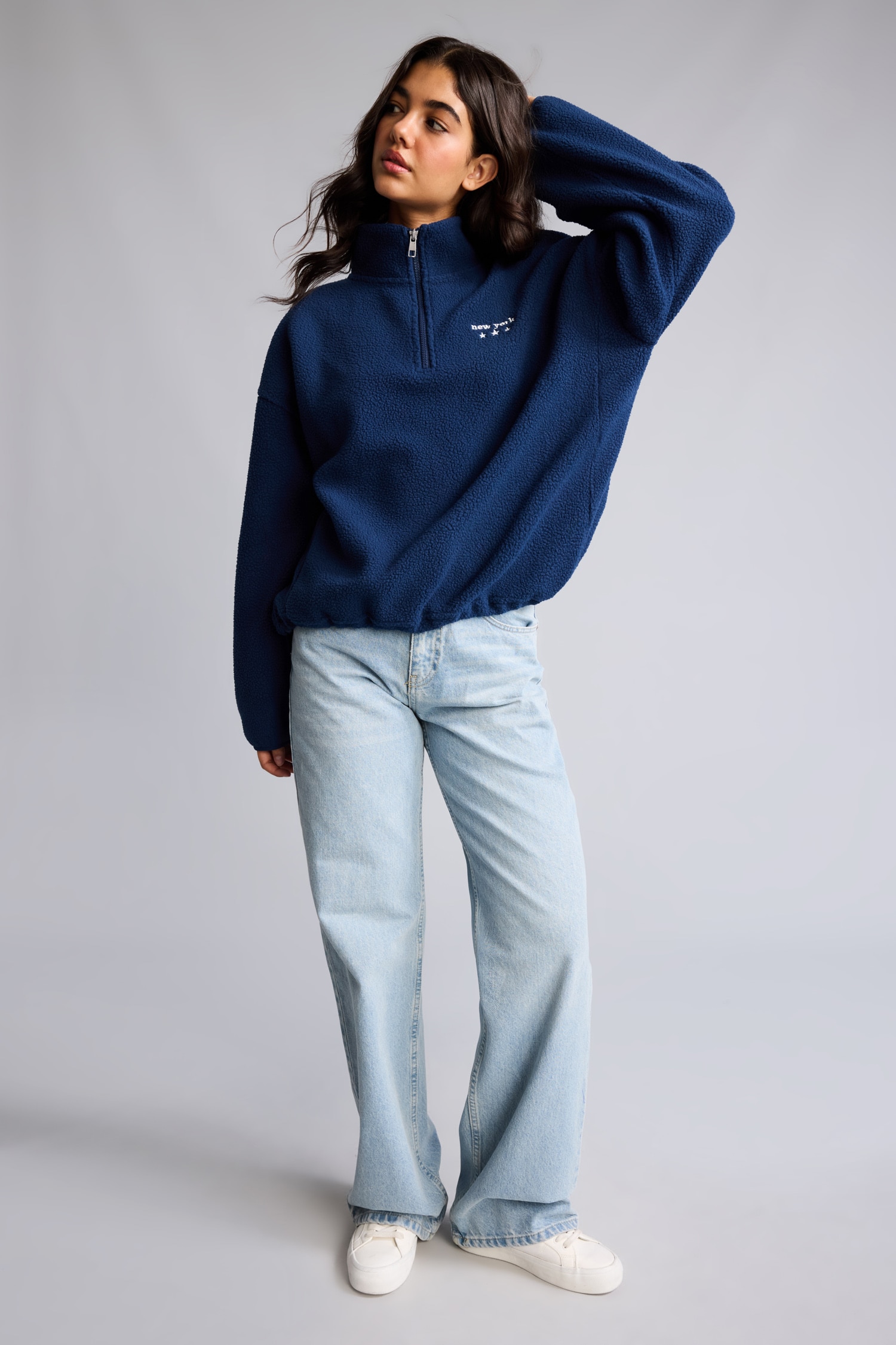 DeFacto Loose Fit Yarım Fermuarlı Polar Sweatshirt görsel 2